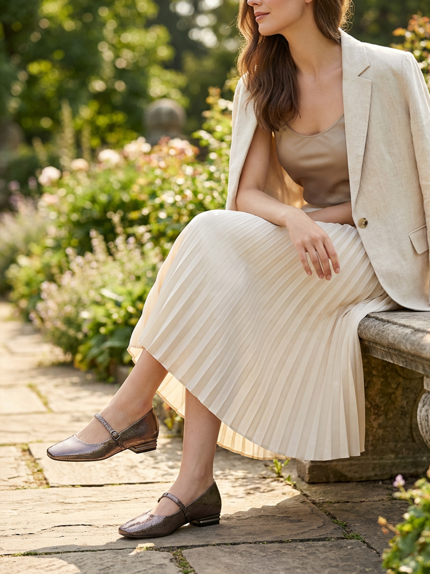 Womens Mary Jane Flats Closed Square Toe Ballet Flat Dressy Comfortable Slip on Shoes