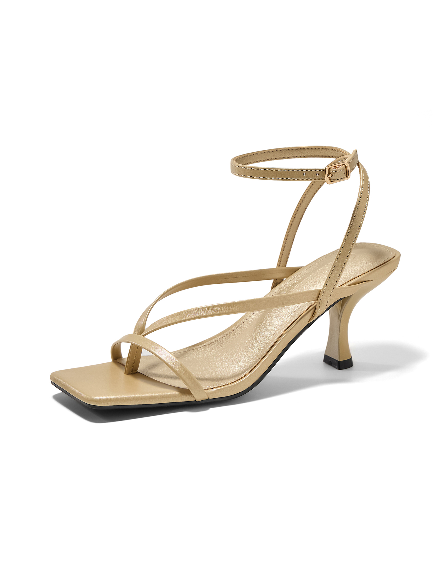 Women's Lace Up Heeled Sandals Square Toe Flip Flop Kitten Heel Ankle Strap Dress Shoes