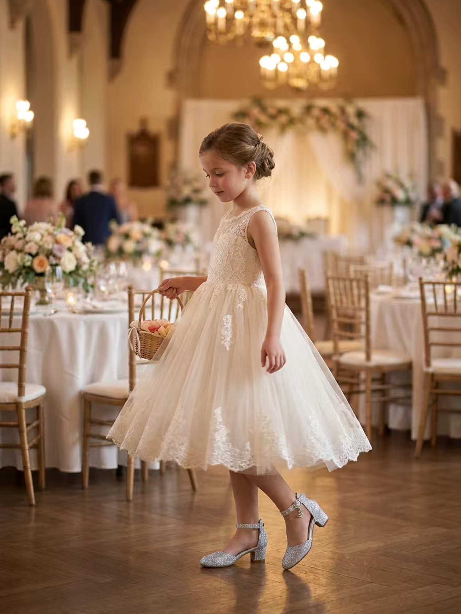 Girls Dress Shoes Ankle Strap Mary Jane Closed Round Toe Pumps Cute Pendant Block Chunky Heels Wedding Party School Birthday Shoes for Little Big Girl