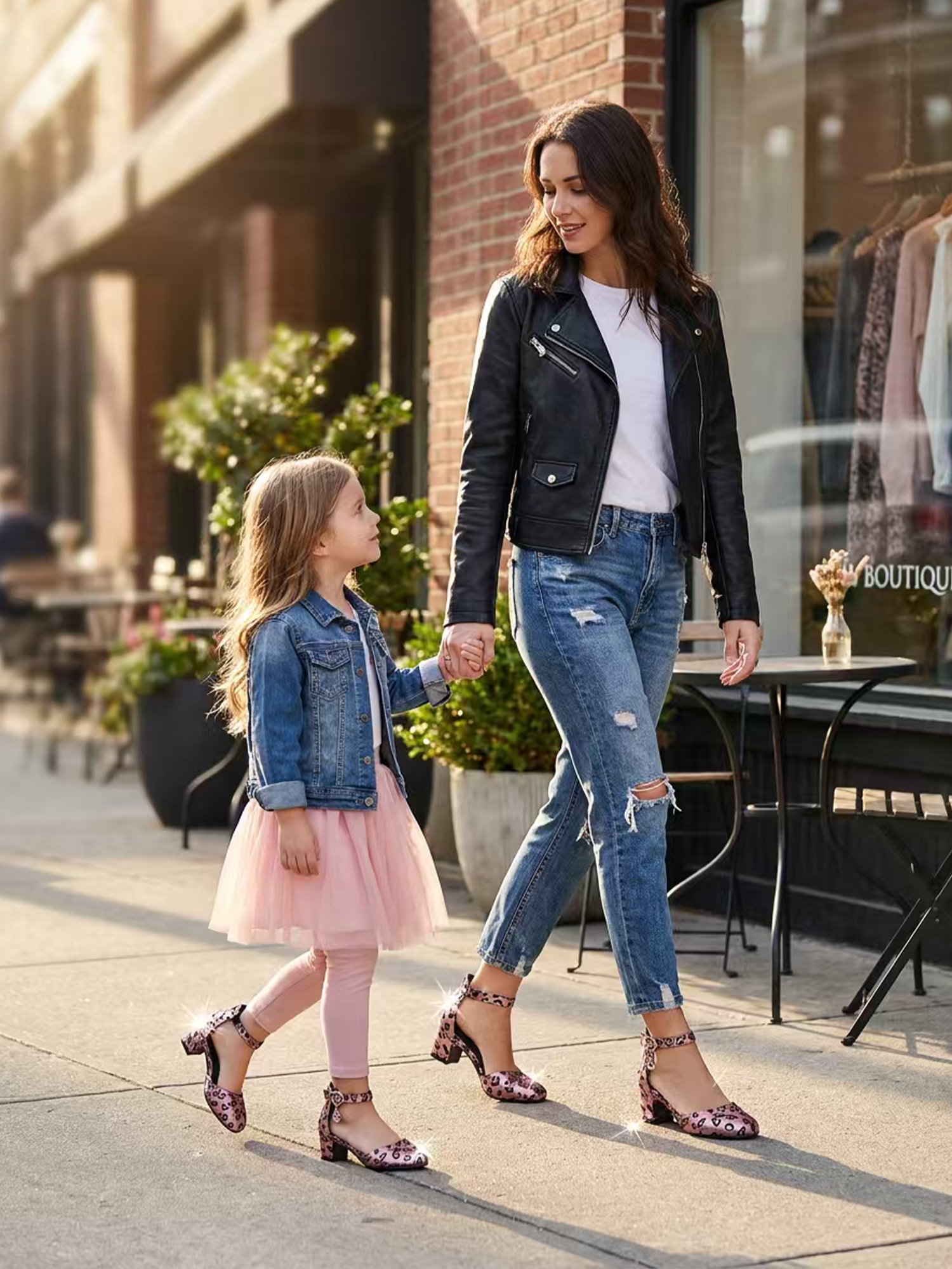 Girls Dress Shoes Ankle Strap Mary Jane Closed Round Toe Pumps Cute Pendant Block Chunky Heels Wedding Party School Birthday Shoes for Little Big Girl
