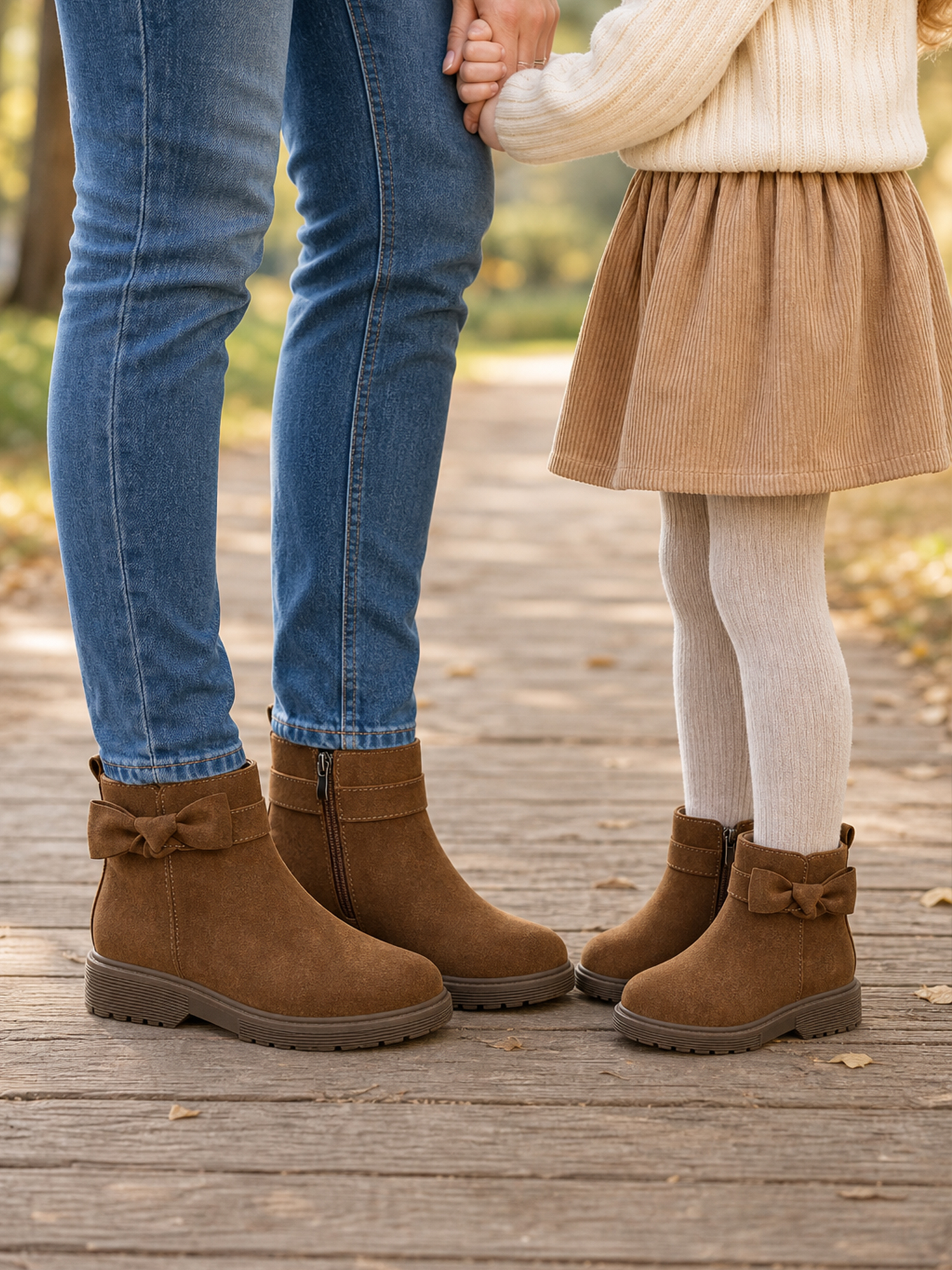 Girls Genuine Leather Ankle Boots Round Toe Side Zip Bow Fall Boots Girls Leather Ankle Boots Bow Lambskin Insole Comfy All Day Anti-slip Sole School Parties Weddings Fall Winter Daily Wear