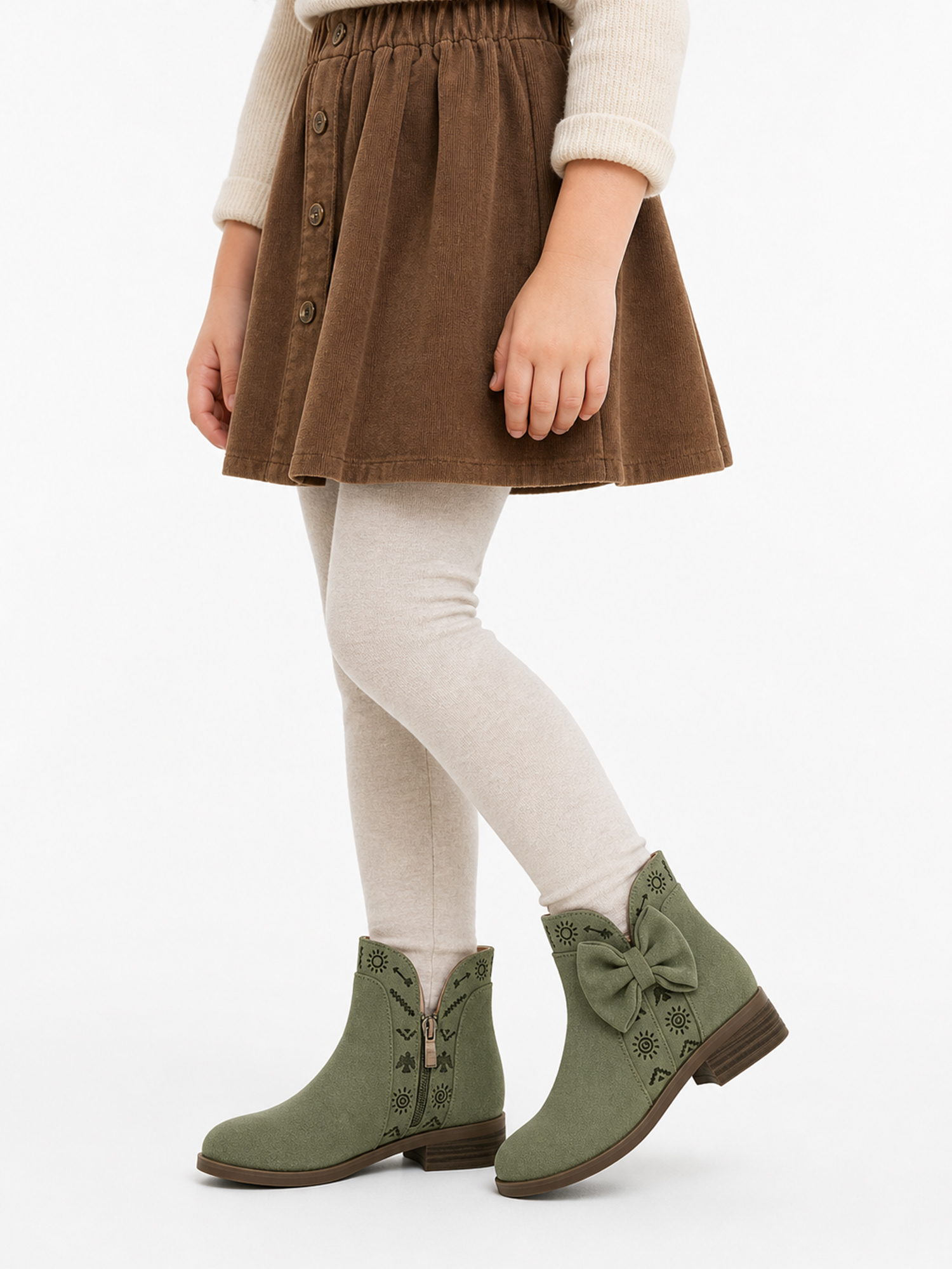 Girls Lambskin Insole Ankle Boots Side Bow Low Heel Booties Shoes Cute Bow Knot Lambskin Booties Low Chunky Heel Comfortable Party School Daily Shoes for Little Big Kid