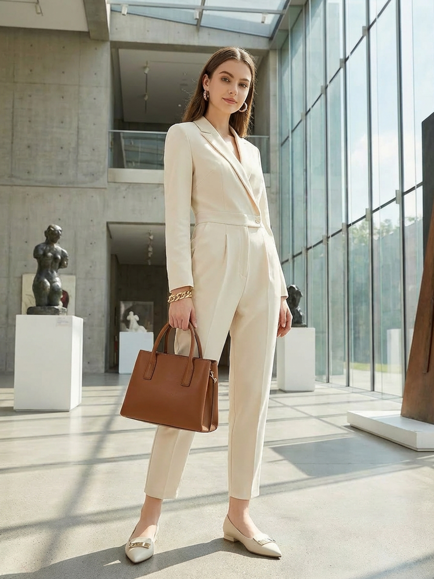 Women's Pointed Toe Metal Deco Flats Slip on Flat Comfortable Dress Shoes