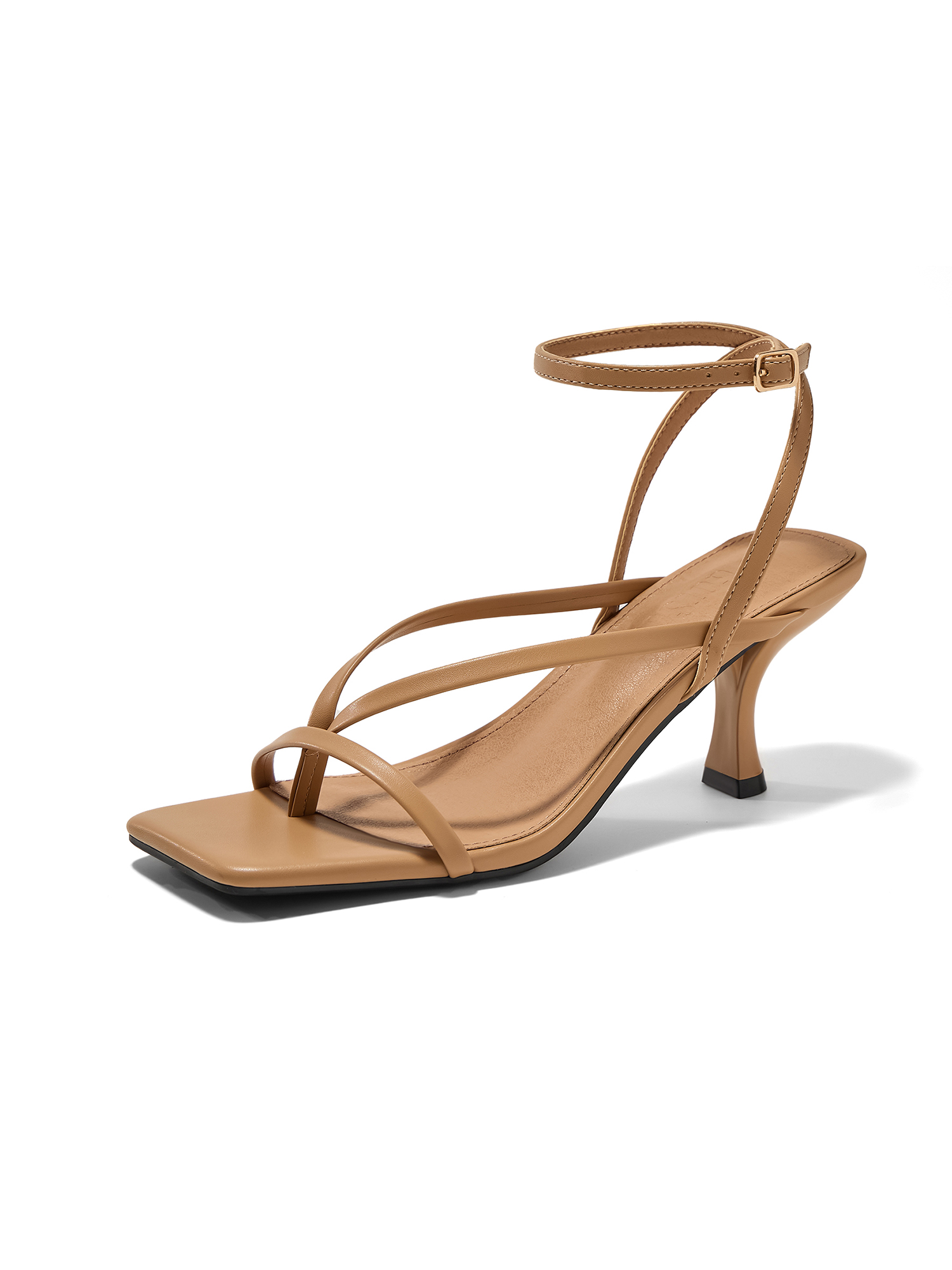 Women's Lace Up Heeled Sandals Square Toe Flip Flop Kitten Heel Ankle Strap Dress Shoes