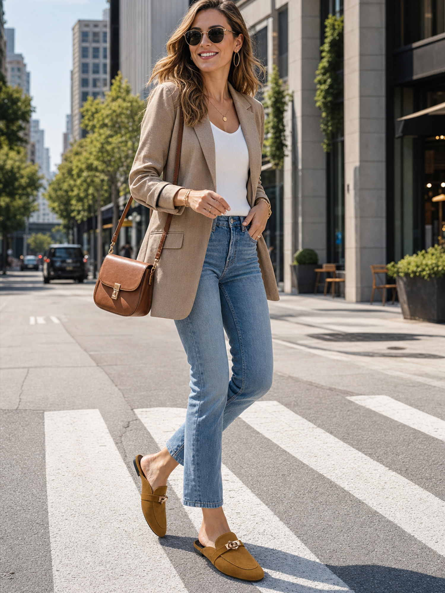 Womens Genuine Leather Mules Metal Buckle Backless Slip On Flats Chic Backless Mule Loafers with Stylish Metal Buckle, Soft Lambskin Insole, Ideal for Office, Casual Trips & Daily Wear