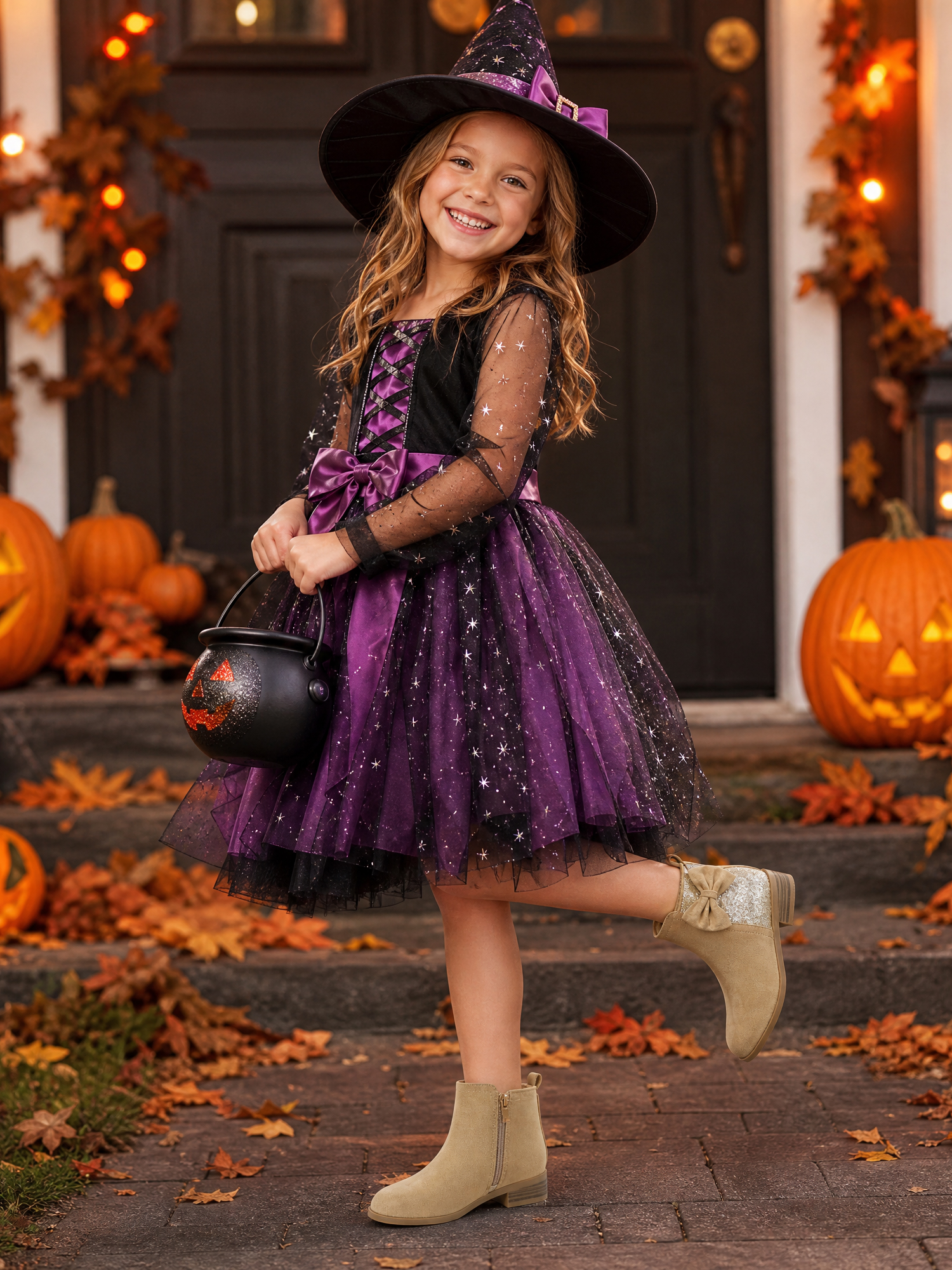 Girls Bow Glitter Ankle Boots Side Zipper Low Heel Dress Shoes | Cute Bow Knot Booties Low Chunky Heel Comfortable School Shoes for Little Big Kid