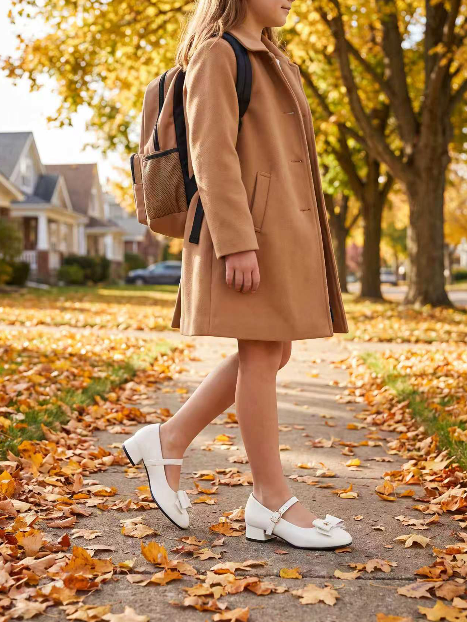 Girls Lambskin Insole Low Heels Mary Jane Ankle Strap Dress Shoes Dress Flats with Ankle Buckle, Bow with Star Detail, Fit Toddler, Little & Big Kid for Wedding, Party and School Daily Wear