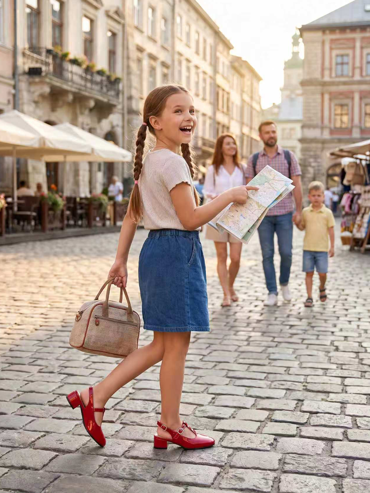 Girls Lambskin Insole Mary Jane Pumps T-Strap Slingback Shoes Cute Closed Toe Dress Shoes Low Block Heel Comfortable for Vacation Festival Party School and Daily Wear