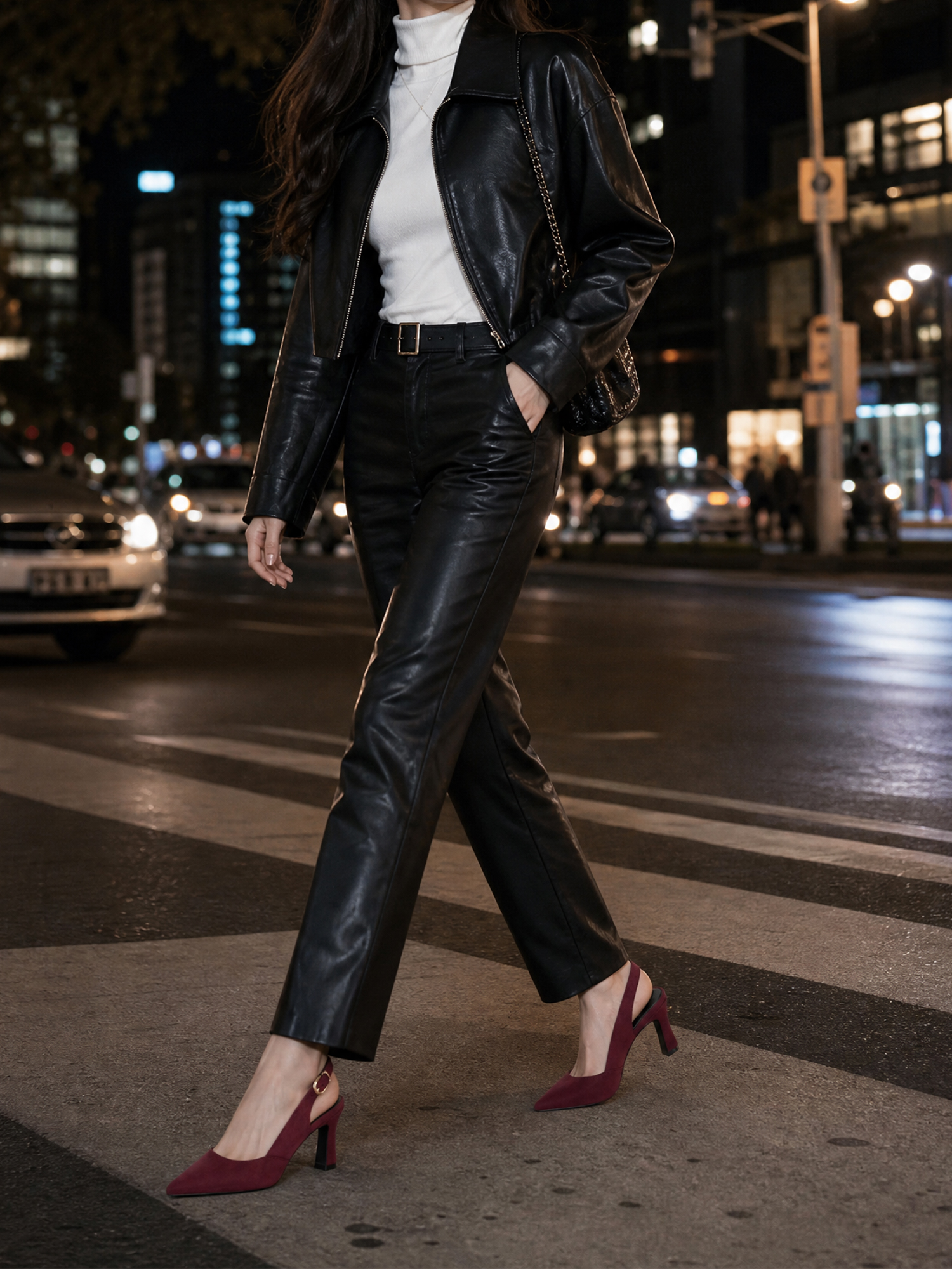 Womens Lambskin Insole High Heels Slingback Pointed Toe Pumps Classic Kitten Heels Retro Comfortable Slip on Lambskin Dress Shoes for Party Wedding Office Work and Daily Wear