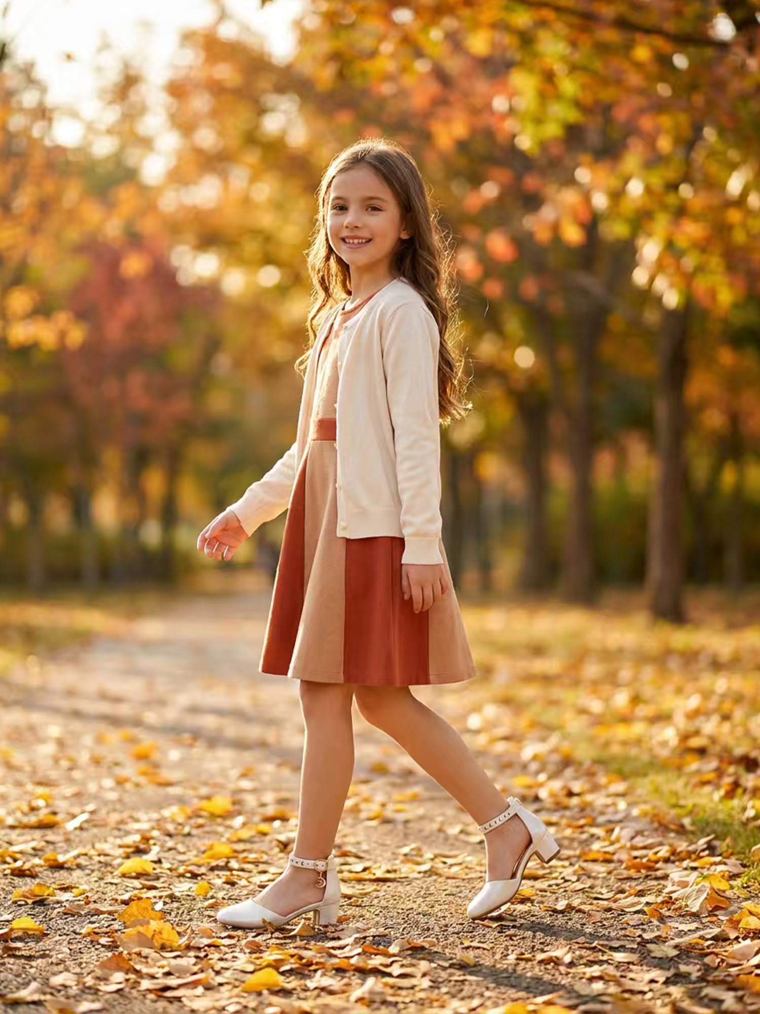 Girls Dress Shoes Ankle Strap Mary Jane Closed Round Toe Pumps Cute Pendant Block Chunky Heels Wedding Party School Birthday Shoes for Little Big Girl