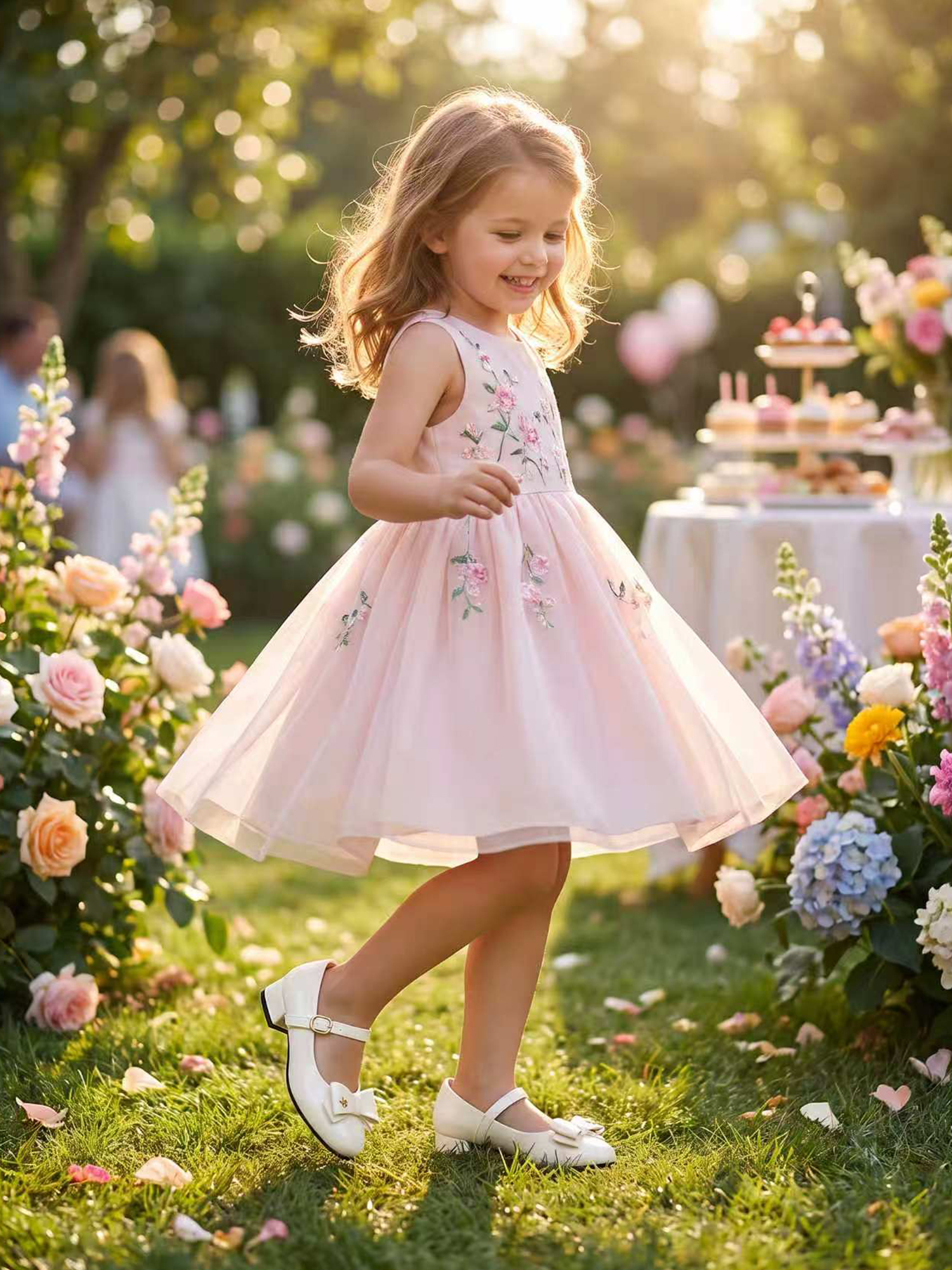 Girls Lambskin Insole Low Heels Mary Jane Ankle Strap Dress Shoes Dress Flats with Ankle Buckle, Bow with Star Detail, Fit Toddler, Little & Big Kid for Wedding, Party and School Daily Wear