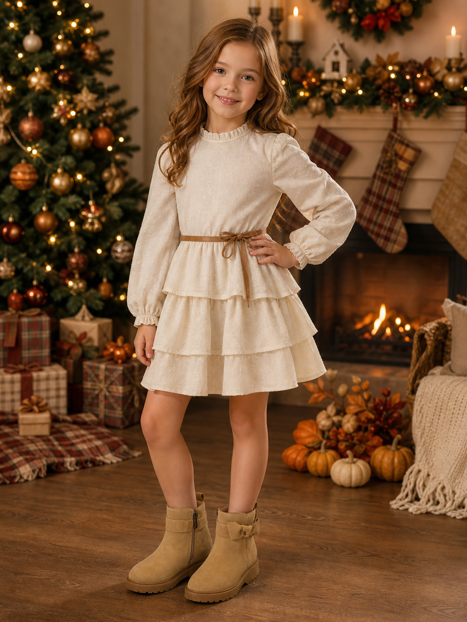 Girls Genuine Leather Ankle Boots Round Toe Side Zip Bow Fall Boots Girls Leather Ankle Boots Bow Lambskin Insole Comfy All Day Anti-slip Sole School Parties Weddings Fall Winter Daily Wear