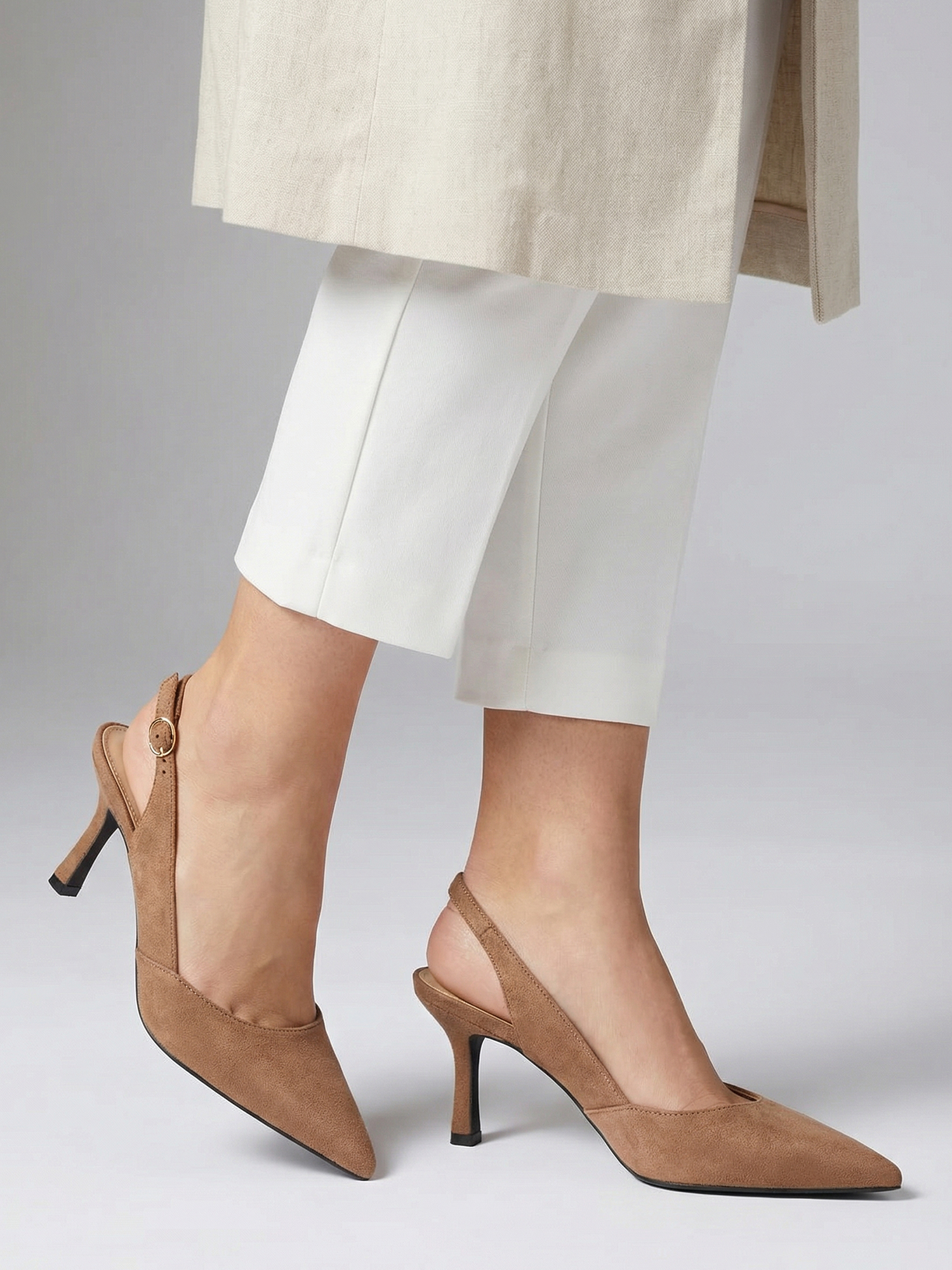 Women's Slingback Kitten Heels Closed Pointed Toe Pumps Wedding Party Dress Shoes