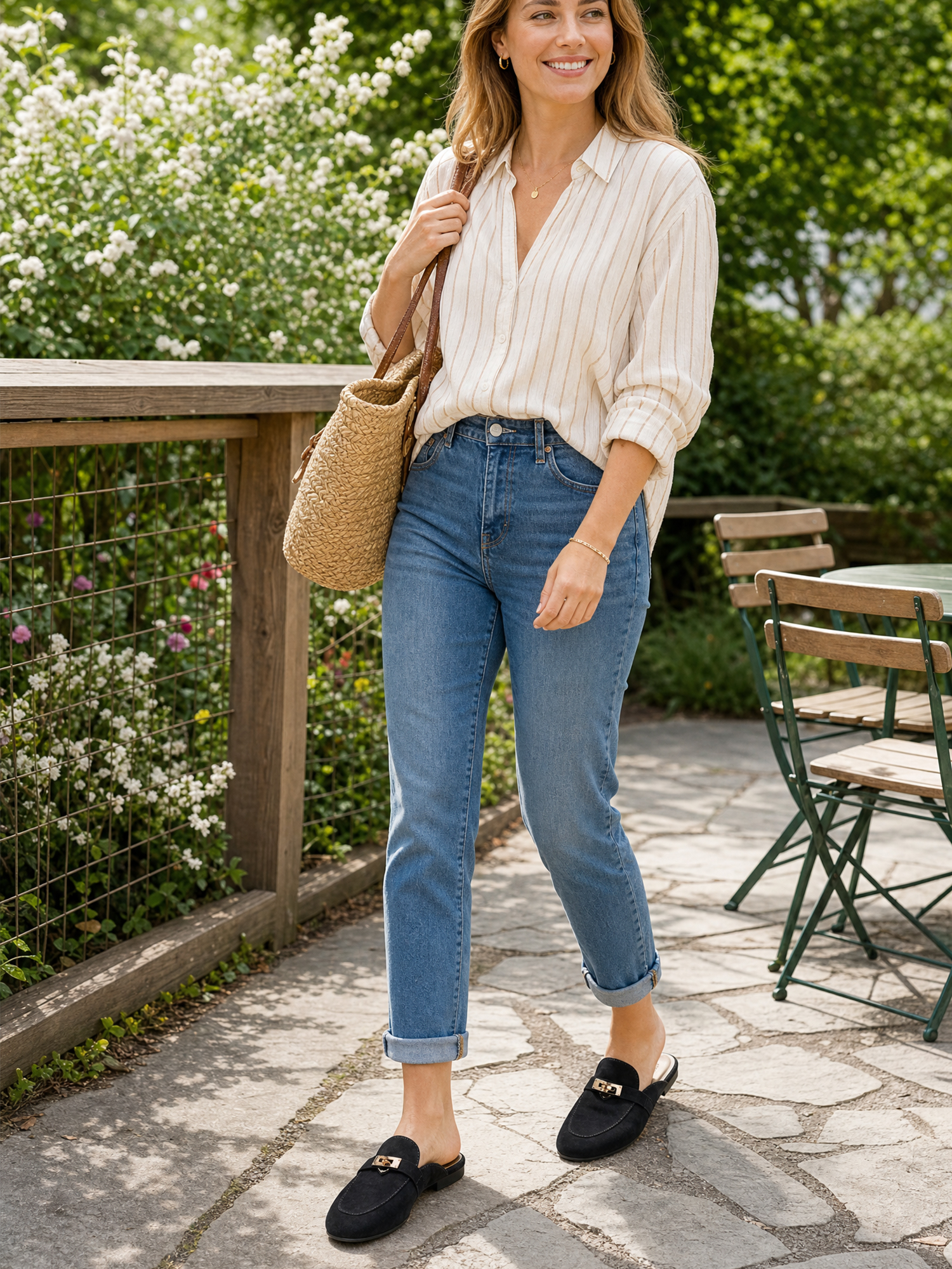 Womens Genuine Leather Mules Metal Buckle Backless Slip On Flats Chic Backless Mule Loafers with Stylish Metal Buckle, Soft Lambskin Insole, Ideal for Office, Casual Trips & Daily Wear