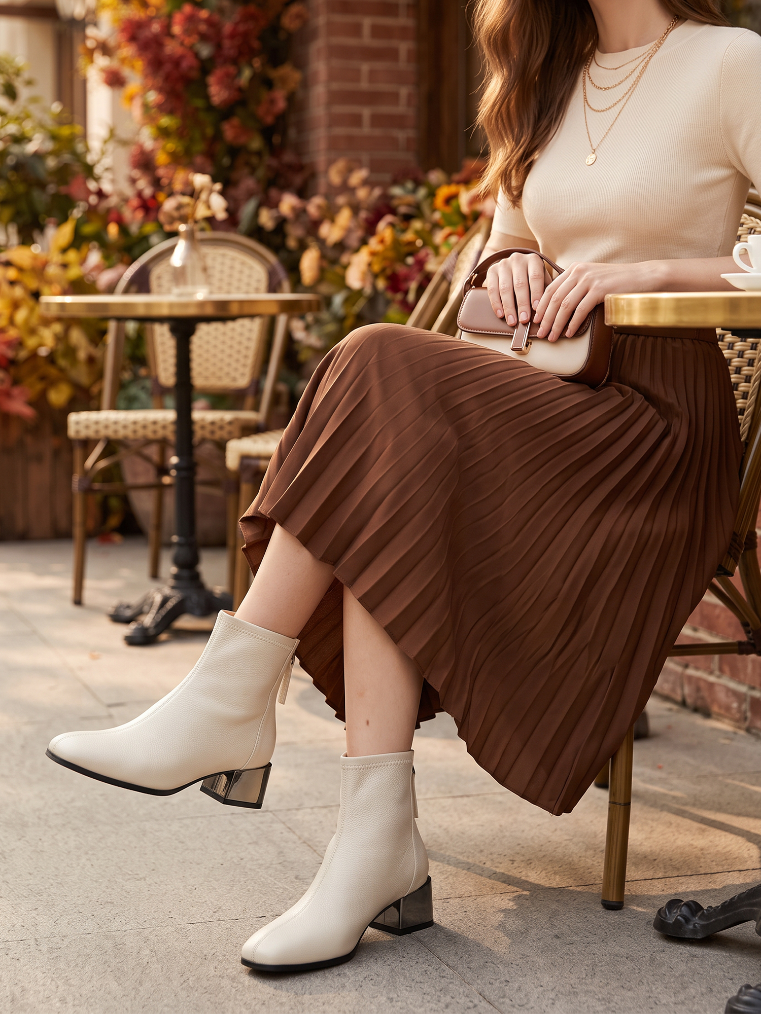 Womens Lambskin Insole Square Toe Ankle Boots Back Zip Plated Heel Modern Rear-zip Ankle Boots with Electroplated Block Heel, Ideal for Office, Dates, Parties & Autumn Daily Wear