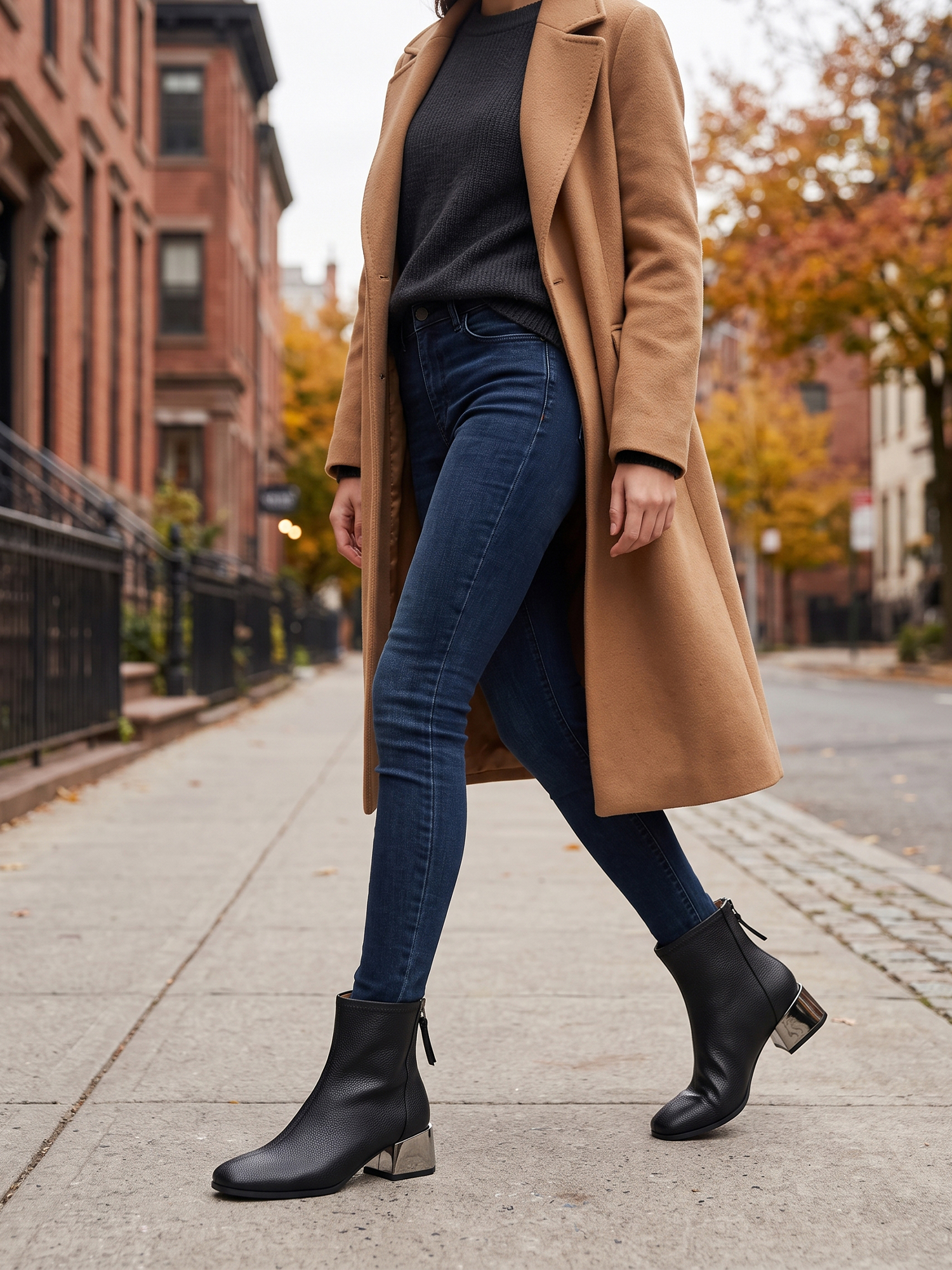 Womens Lambskin Insole Square Toe Ankle Boots Back Zip Plated Heel Modern Rear-zip Ankle Boots with Electroplated Block Heel, Ideal for Office, Dates, Parties & Autumn Daily Wear
