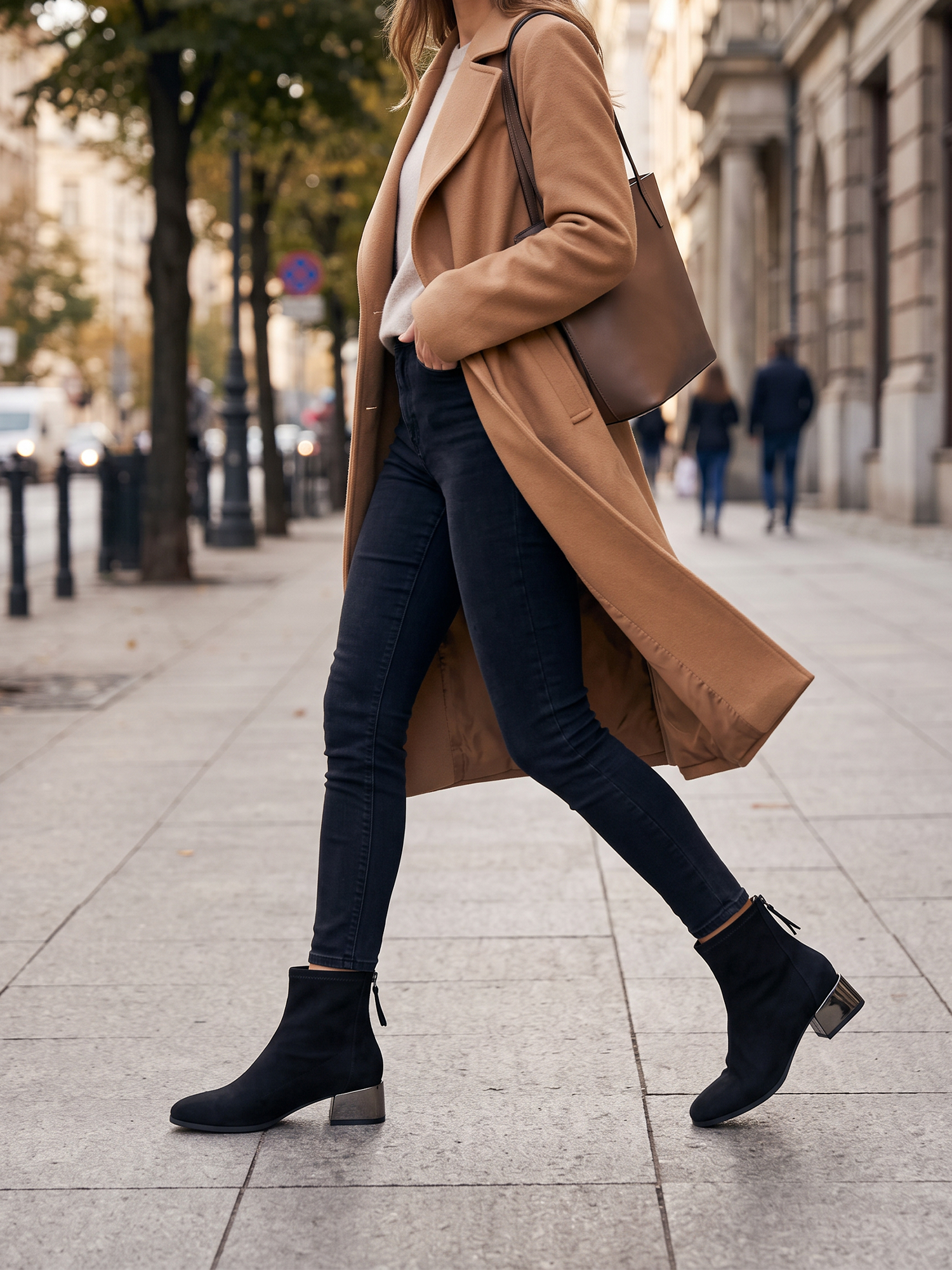 Womens Lambskin Insole Square Toe Ankle Boots Back Zip Plated Heel Modern Rear-zip Ankle Boots with Electroplated Block Heel, Ideal for Office, Dates, Parties & Autumn Daily Wear