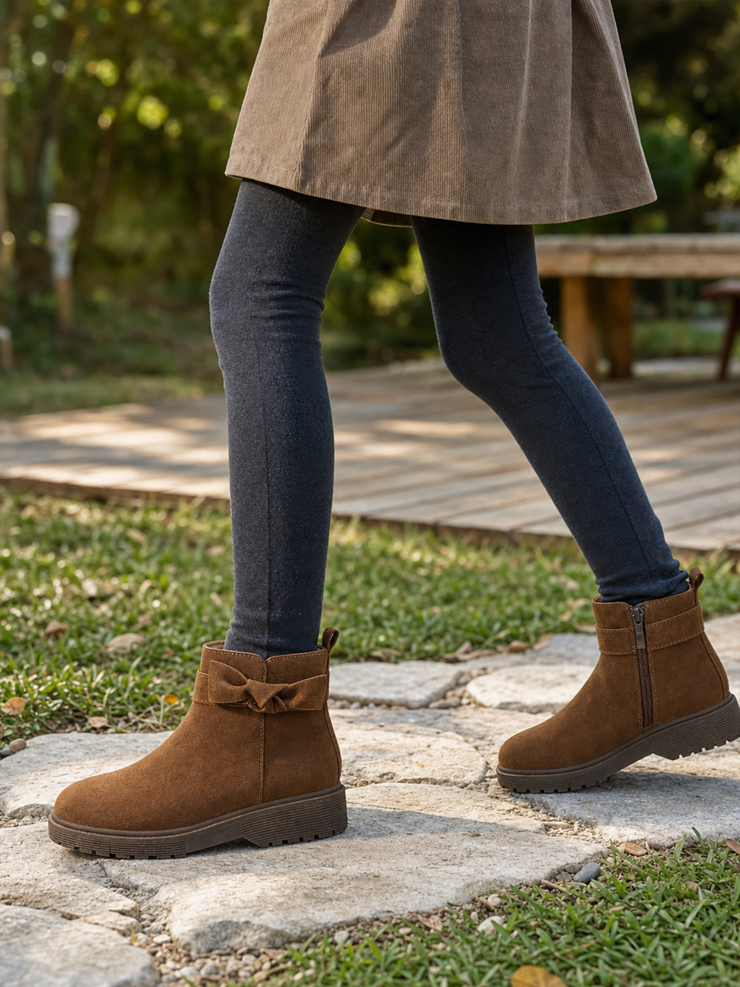 Girls Genuine Leather Ankle Boots Round Toe Side Zip Bow Fall Boots Girls Leather Ankle Boots Bow Lambskin Insole Comfy All Day Anti-slip Sole School Parties Weddings Fall Winter Daily Wear