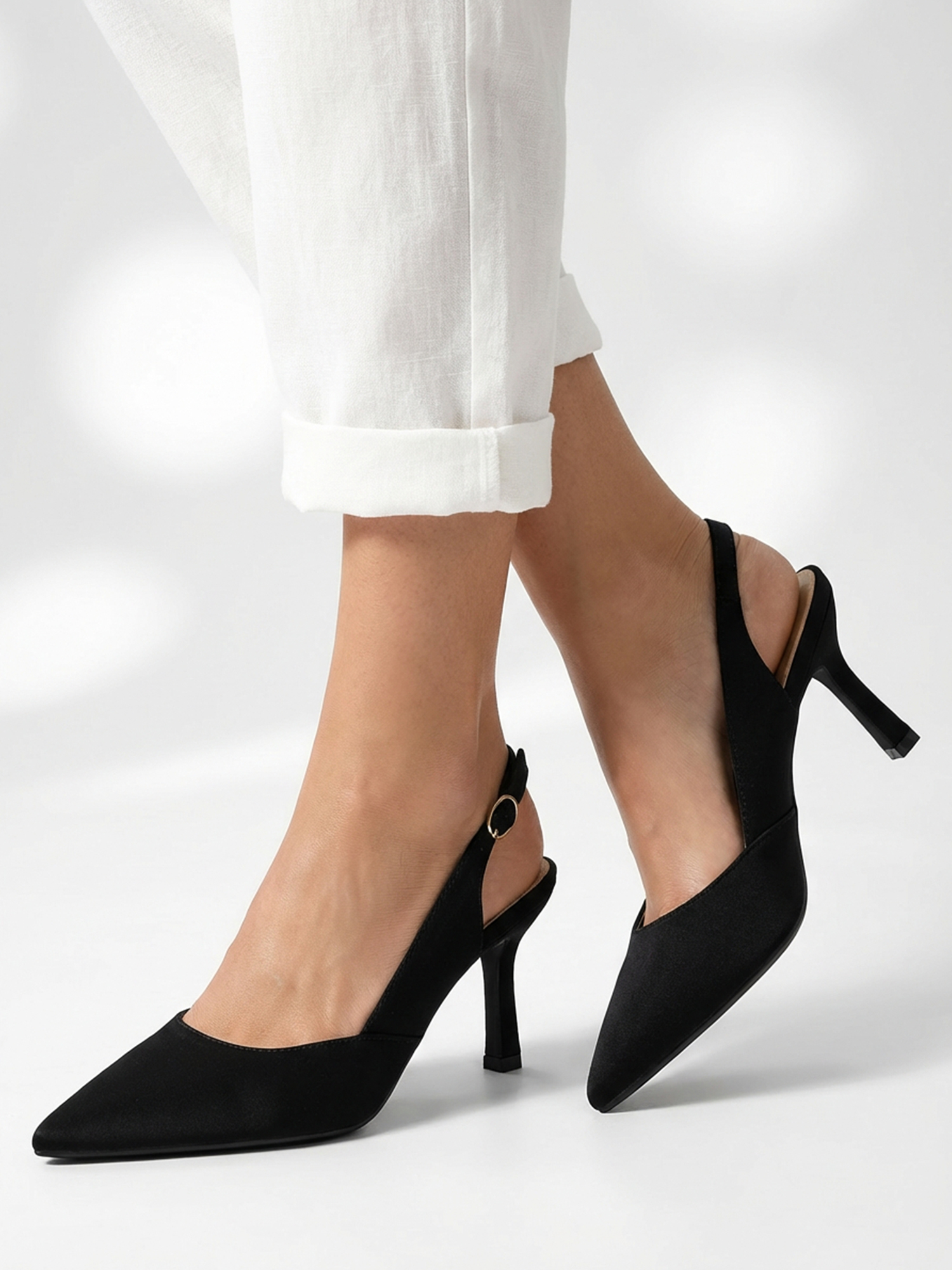 Women's Slingback Kitten Heels Closed Pointed Toe Pumps Wedding Party Dress Shoes