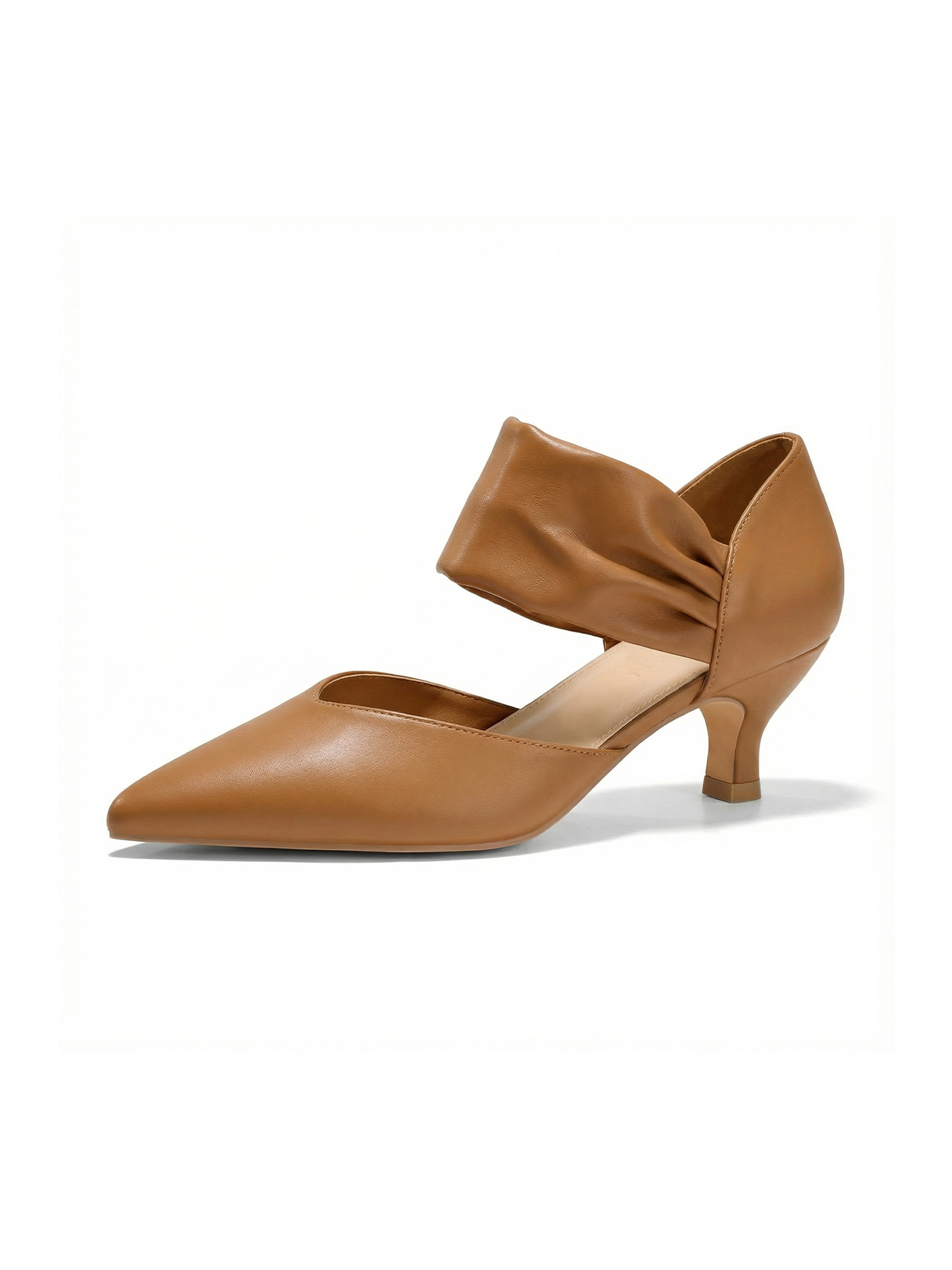 Womens Low Kitten Heels Pointed Toe Slip on Pumps Ankle Strap Elegant Party Wedding Dress Shoes