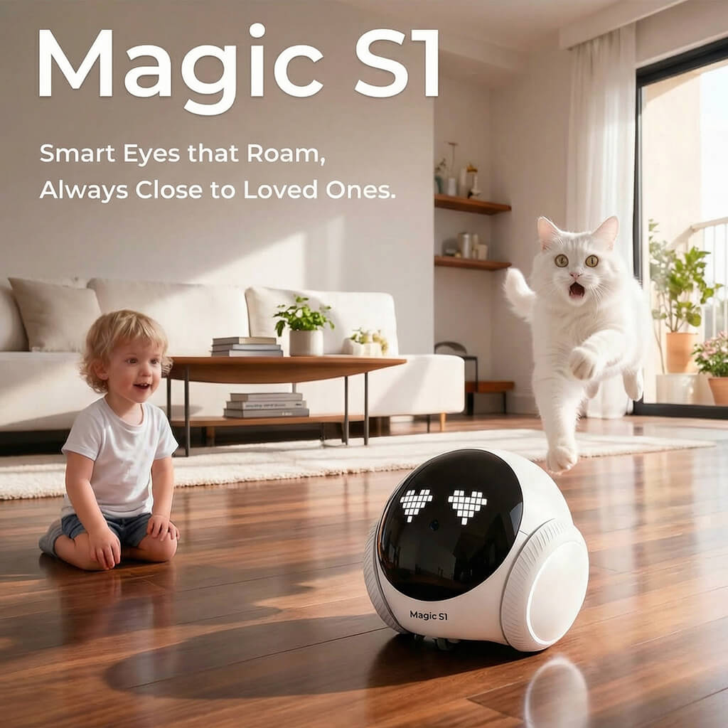 BudBotCam Magic S1 – Smart AI Mobile Robot Camera for Pets, Kids & Home Monitoring