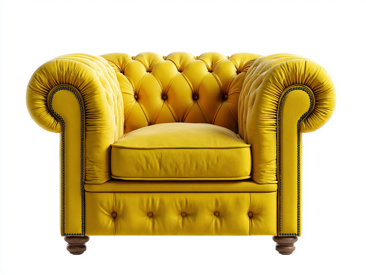 Sessel Samt Gelb 95x90x78 cm - Chesterfield Polstersessel geeignet für Wohnzimmer klassisches Design-Luxeuphome