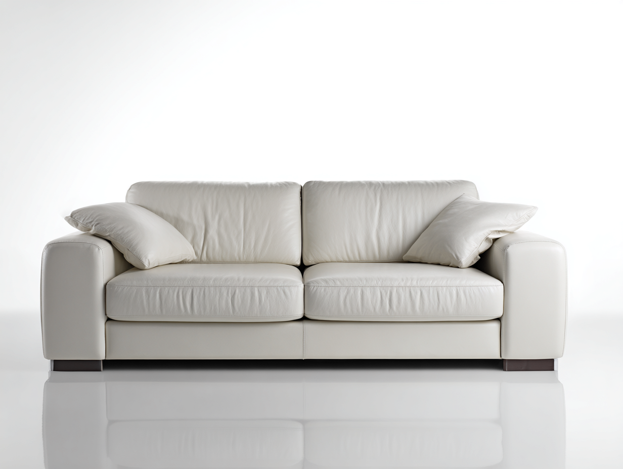 Zweisitzer Sofa Leder Grauweiß 180x90x85 cm - Gepolstertes Sofa geeignet für Wohnzimmer modernes Design-Luxeuphome