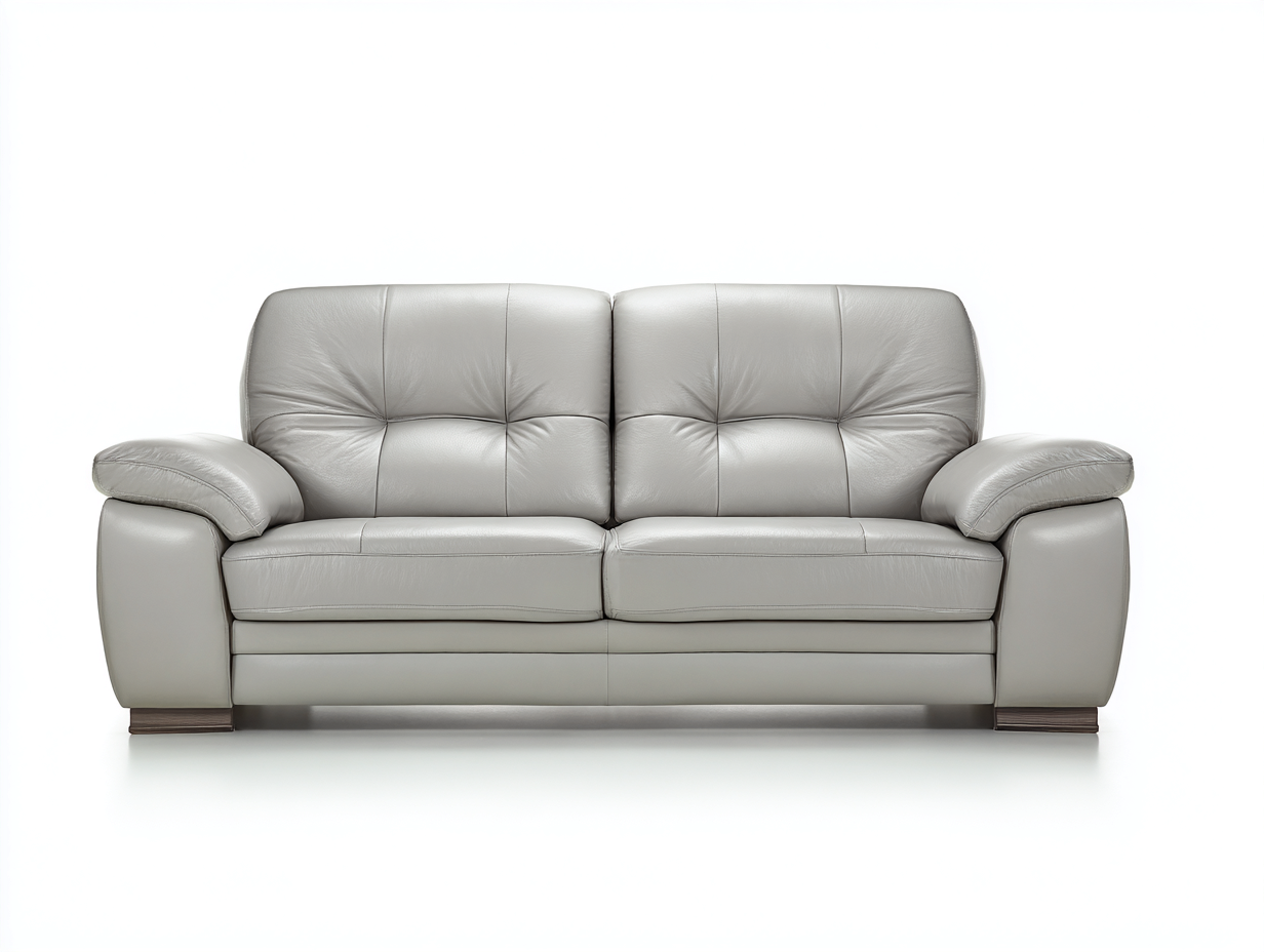 Zweisitzer Sofa Lederoptik 165x90x88 cm - Hellgrau - modernes Design geeignet für Wohnzimmer-Luxeuphome