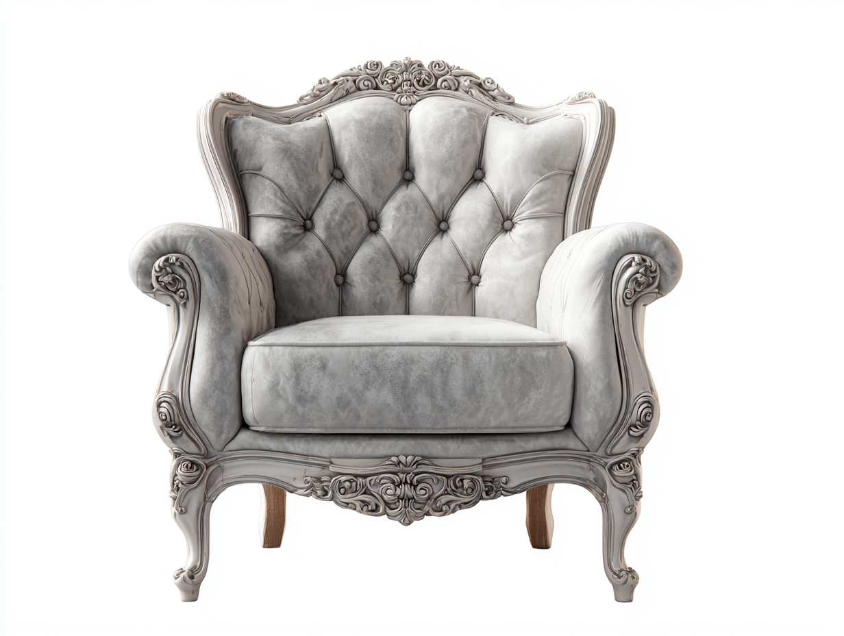 Sessel Samt Grau 95x85x100 cm - Klassischer Polstersessel geeignet für Wohnzimmer Vintage Design-Luxeuphome