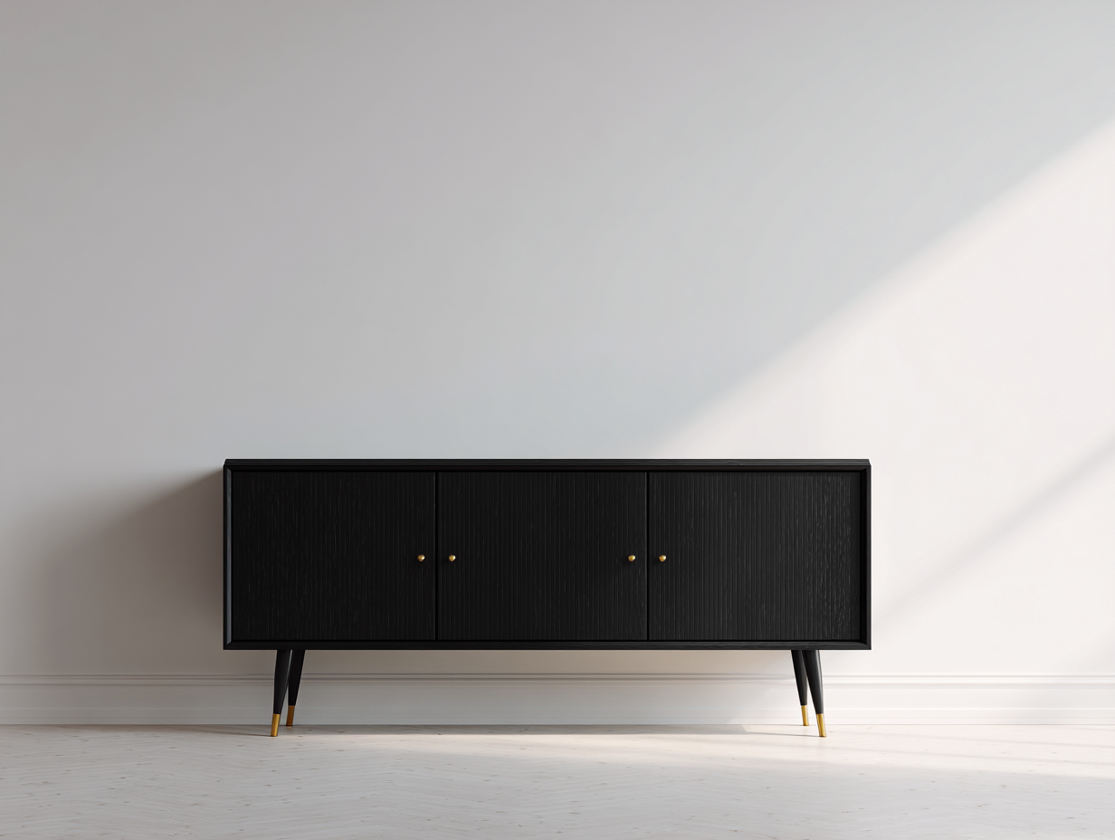 Dielenschrank Holz Schwarz 160x40x75 cm - Moderner Flurschrank mit Türen geeignet für Flur und Eingangsbereich-Luxeuphome