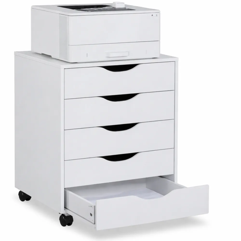 Mobiler Schubladenschrank mit 5 Fächern, Weiß, Büroorganisation