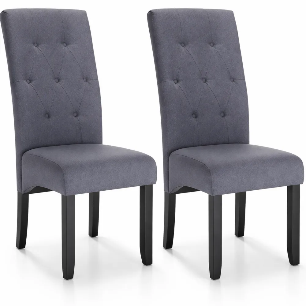 Esszimmerstühle Set mit Hoher Rückenlehne und Massivholzbeinen, Dunkelgrau