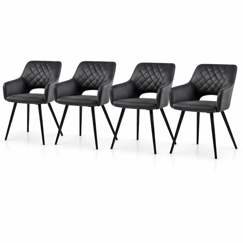 Esszimmerstühle im 4er Set mit Samtbezug und offener Rückenlehne