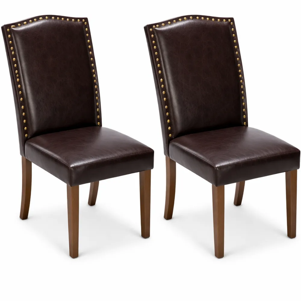 Esszimmerstühle Set aus Leder mit Holzbeinen, gepolstert für Wohnzimmer und Schlafzimmer