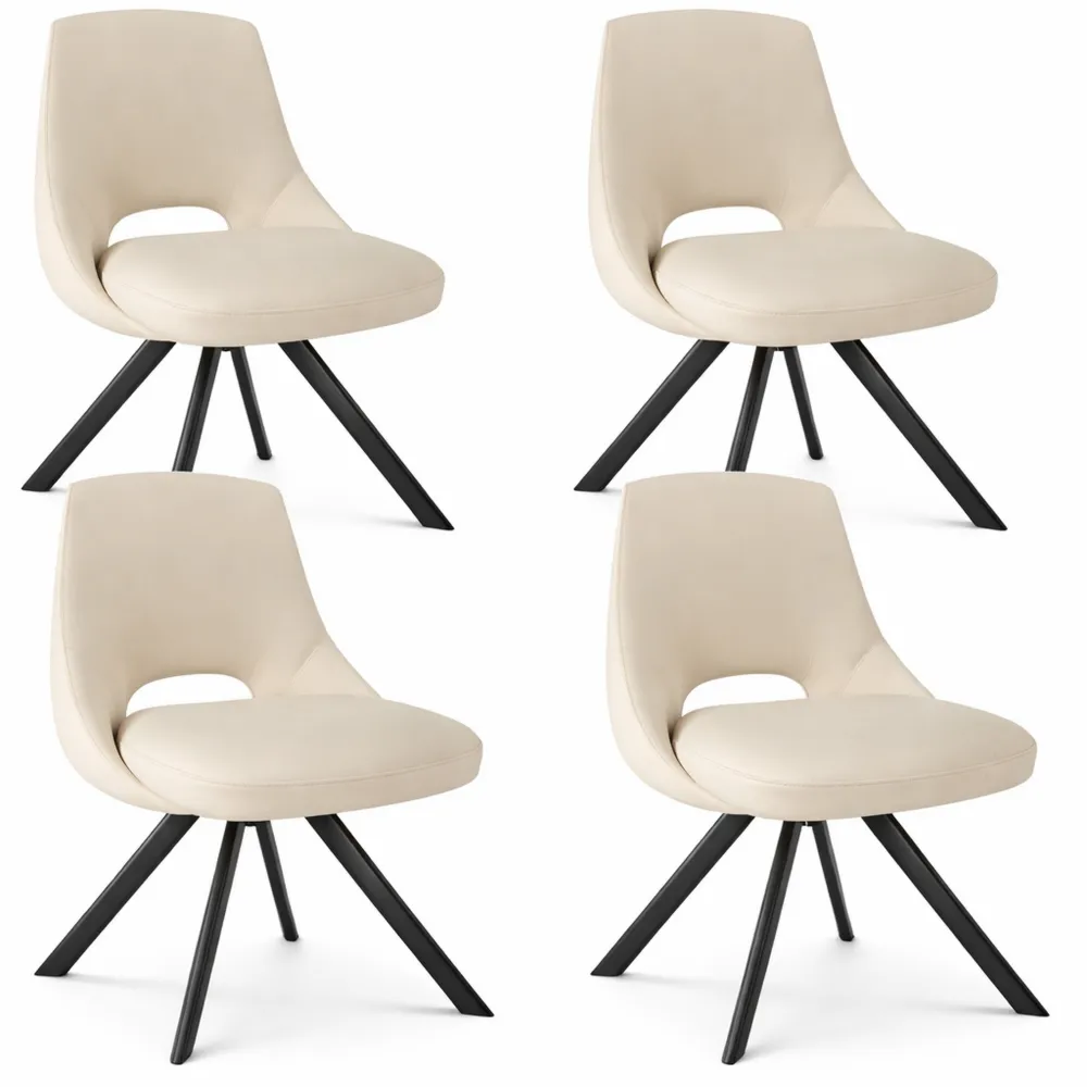 4er Set Gepolsterte Esszimmerstühle in Beige, Modern und Ergonomisch