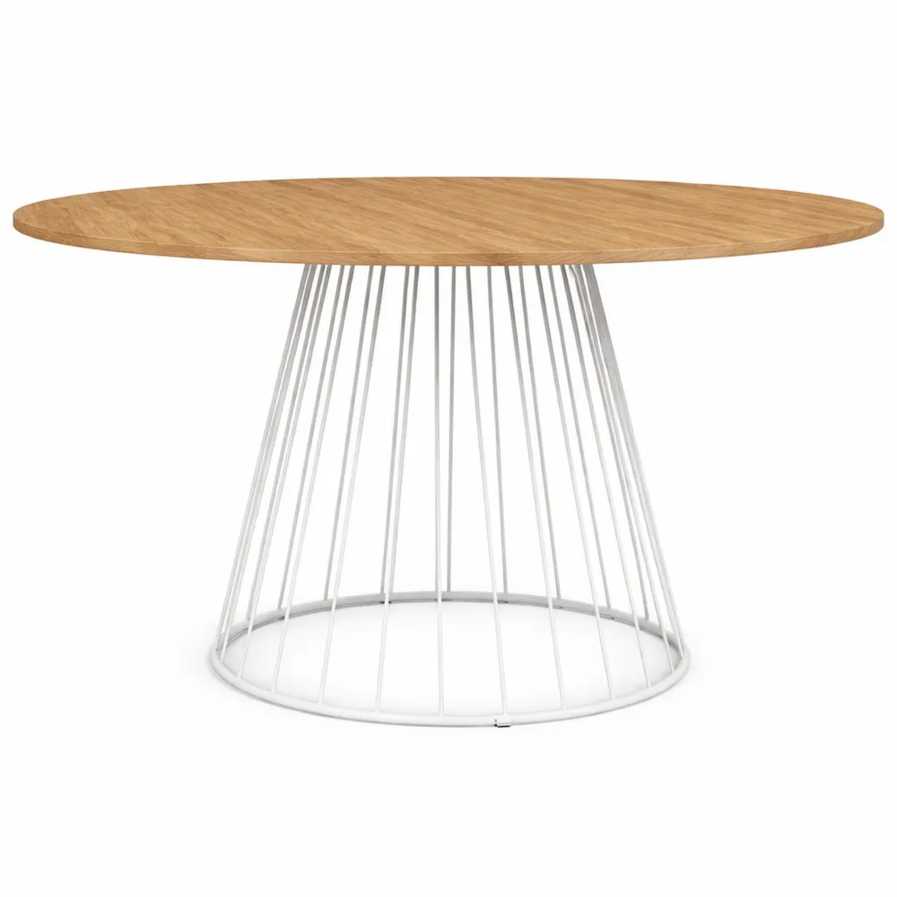 Ausziehbarer Esstisch rund für 4-8 Personen mit Holzplatte und Metallfuß weiß 110-150 cm