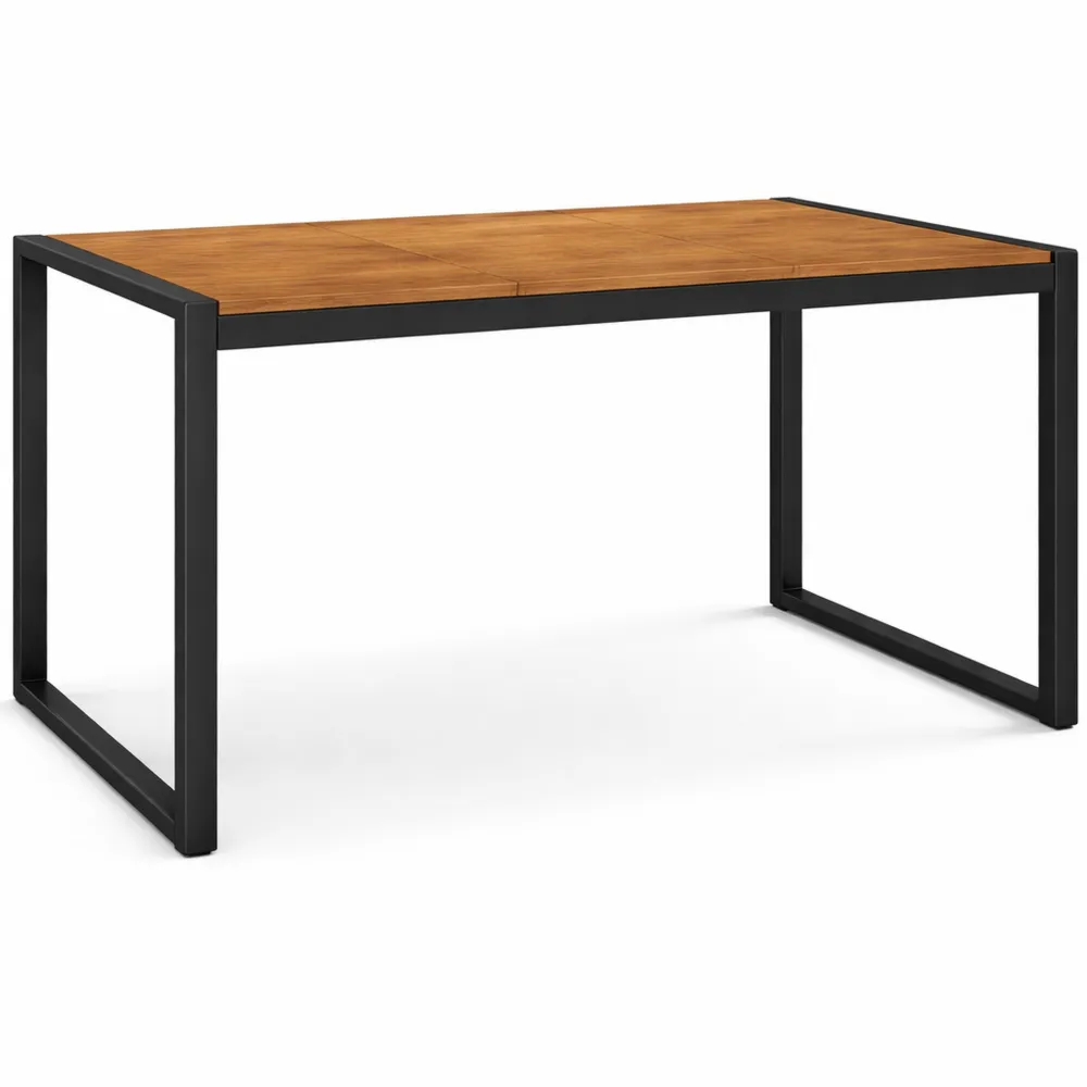 Rechteckiger Gartentisch mit U-förmigen Metallbeinen und Akazienholz