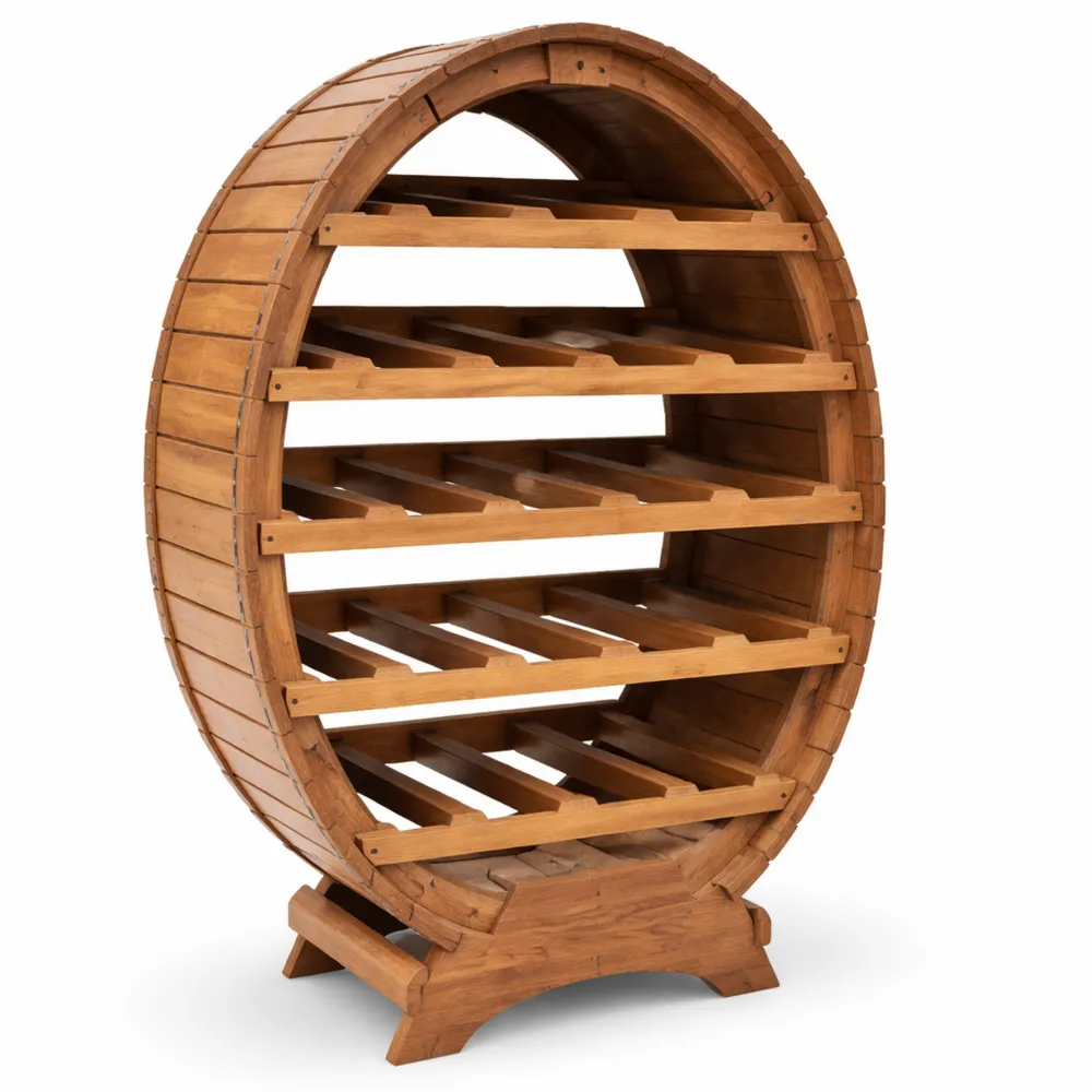 Freistehendes Holz-Weinregal für 24 Flaschen in Braun