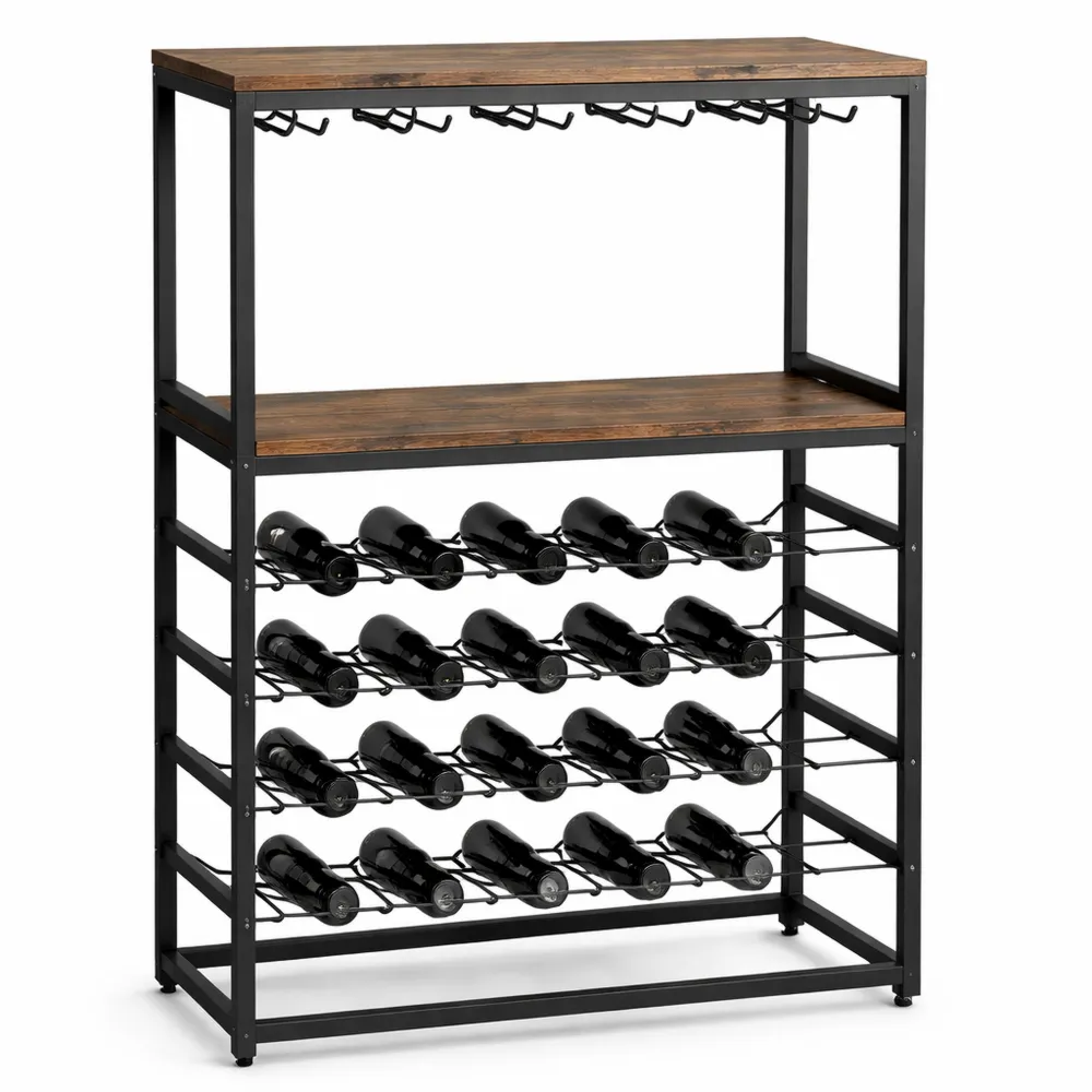 Freistehendes Weinregal für 30 Flaschen mit Glashalter