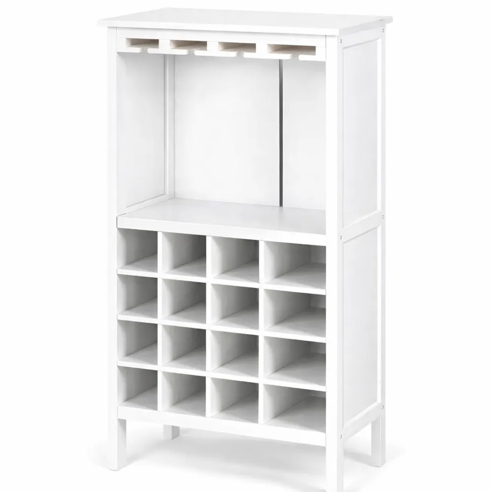 Holz-Weinregal für 20 Flaschen und Glashalter