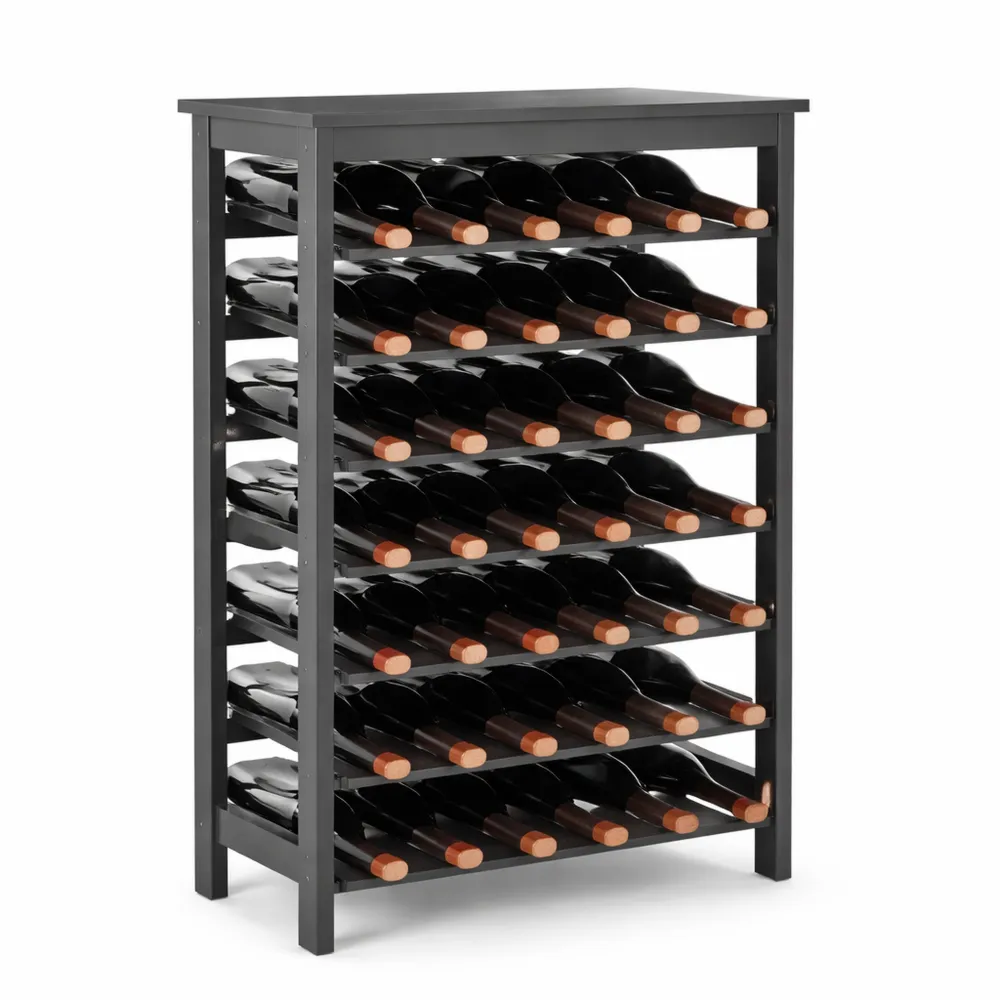 Freistehendes Weinregal für 42 Flaschen aus Bambus