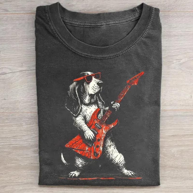 Basset Hound Rockstar Graphic T-shirt