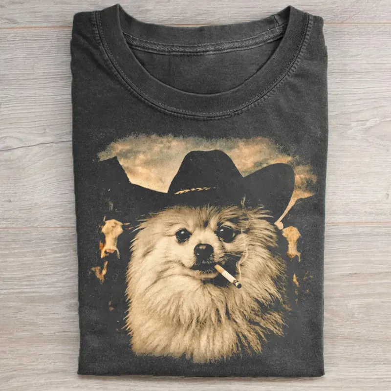 Pomeranian Western Graphic T-shirt
