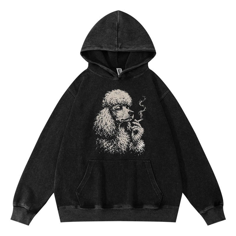 Retro Etching Poodle Hoodie