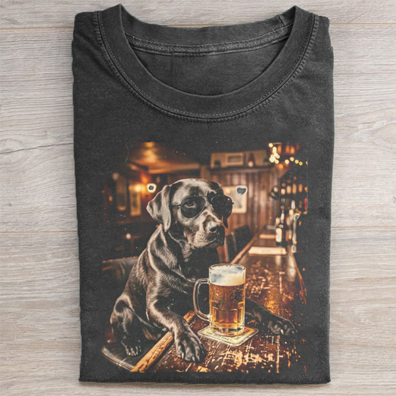 Funny Black Lab Drinking Beer T-shirt