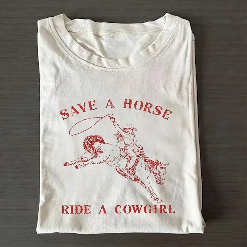 Save A Horse Ride A Cowgirl Western Lesbian T-shirt
