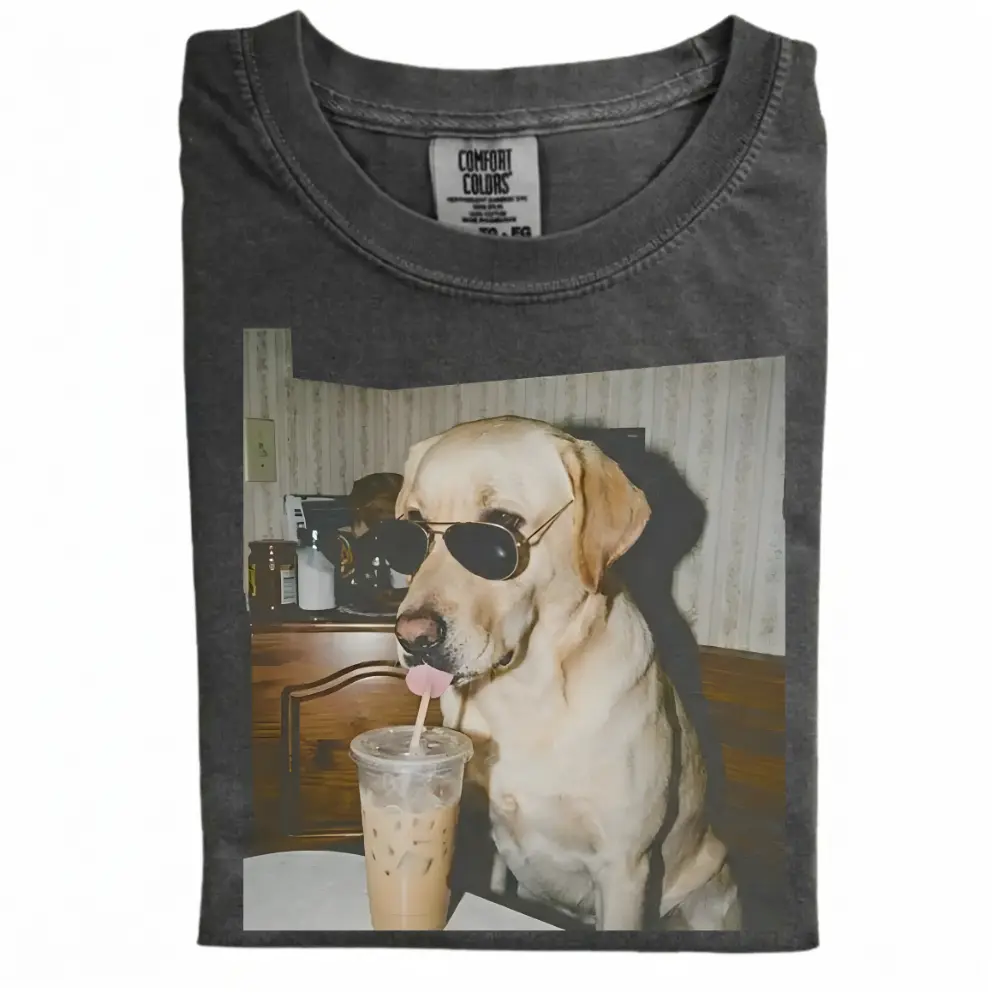 Labrador Retriever Drinking Iced Coffee T-shirt