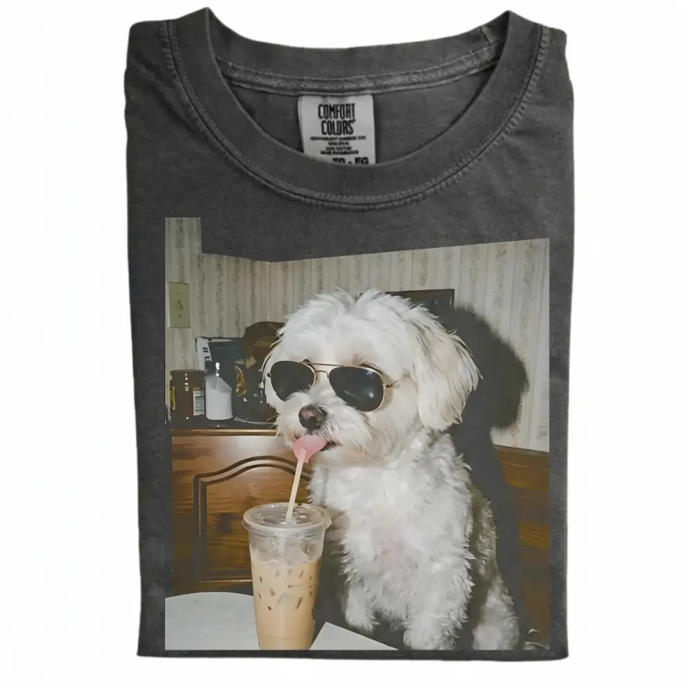 Maltese Drinking Iced Coffee T-shirt