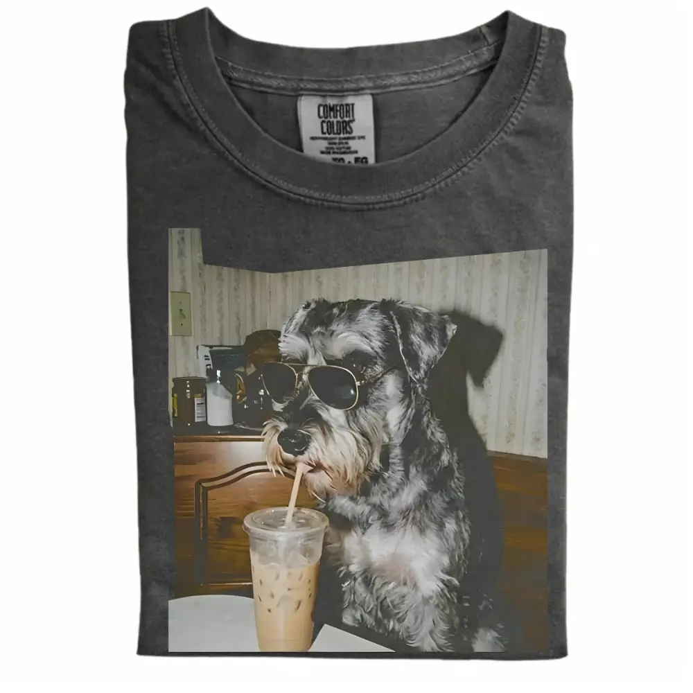Schnauzer Drinking Iced Coffee T-shirt