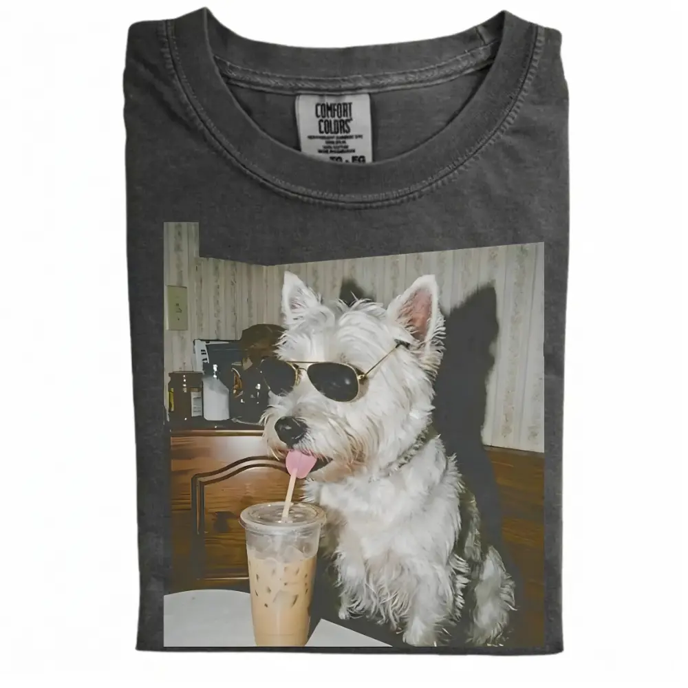 Westie Drinking Iced Coffee T-shirt